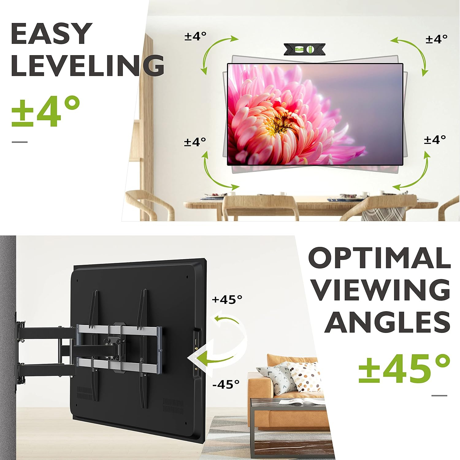 USX MOUNT Full Range Outdoor TV Mount up to 132lbs Full Motion Weatherproof Monitor Wall Mount for 47-84 inch TVs Swivel Articulating,Max VESA 600x400mm,All -Weather Durability Easy Installation