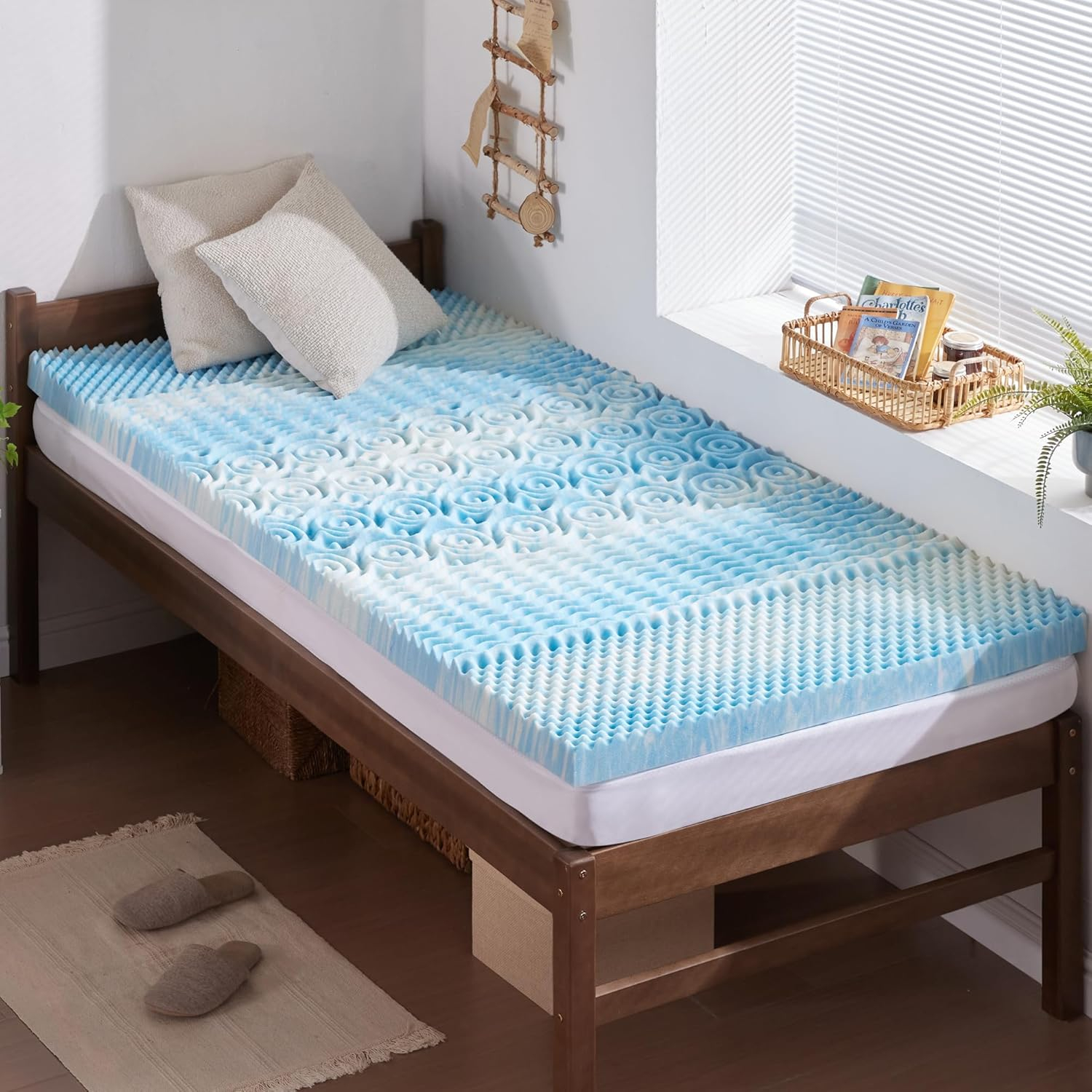 SINWEEK 3 Inch Memory Foam Mattress Topper Twin XL, Twin Extra Long Mattress Pads for College Dorm Single Bed, Pressure Relieve CertiPUR-US Certified, 39x80 Inches, Blue