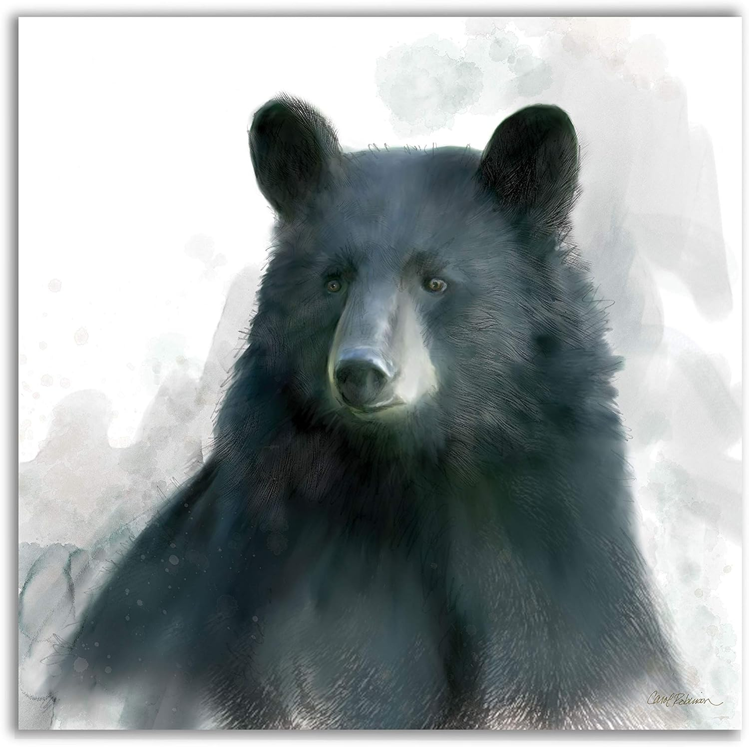 Wexford Home Rainsoft Bear -Gallery Wrapped Canvas - yellow, blue, green, red, black, white 32X32