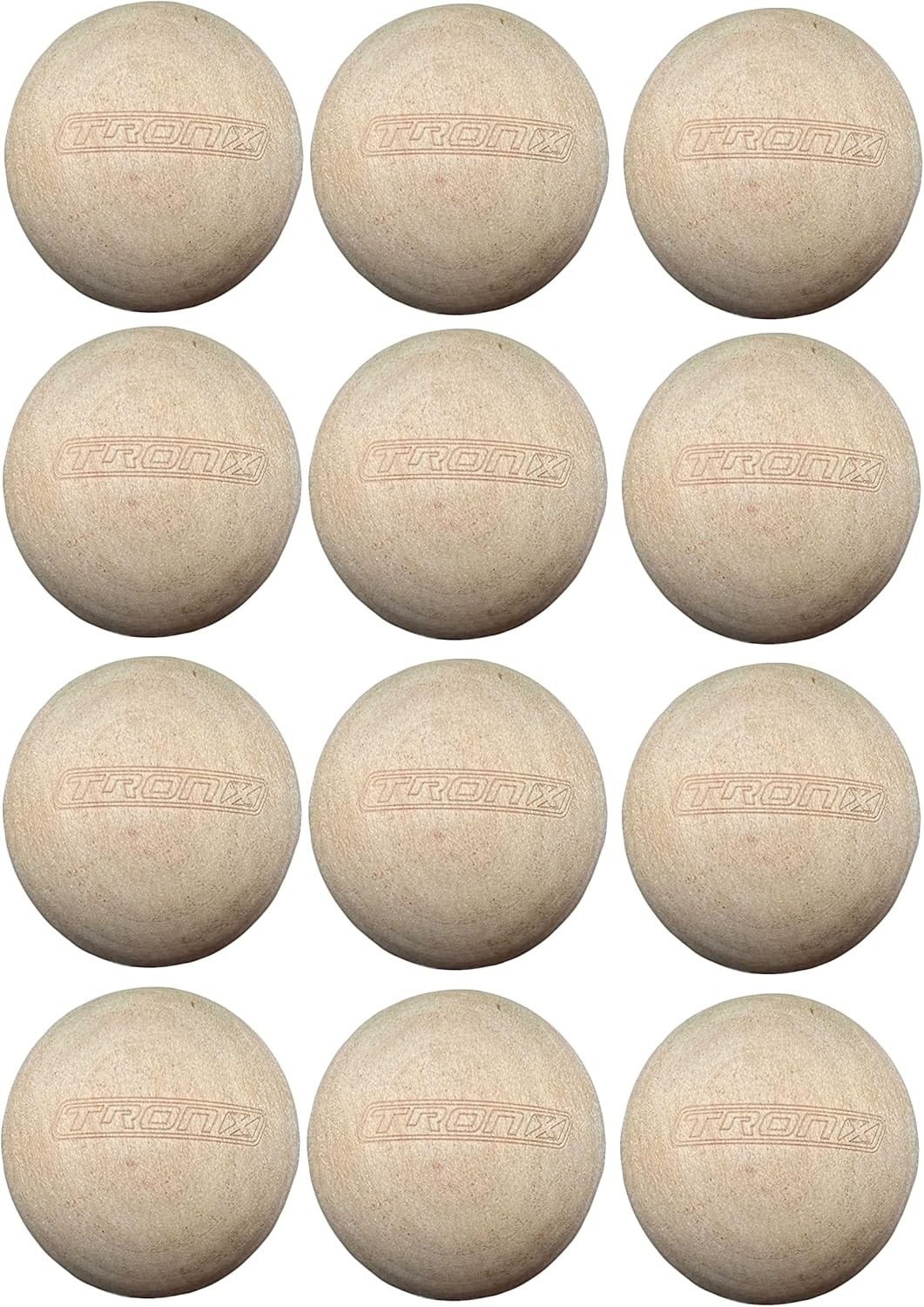 TronX Wood Stickhandling Training Hockey Balls 12-Pack | 2-Inch Diameter | Training Equipment for Floor Dribbling Skills, Dekes & Ball Handling Drills | Swedish Balls