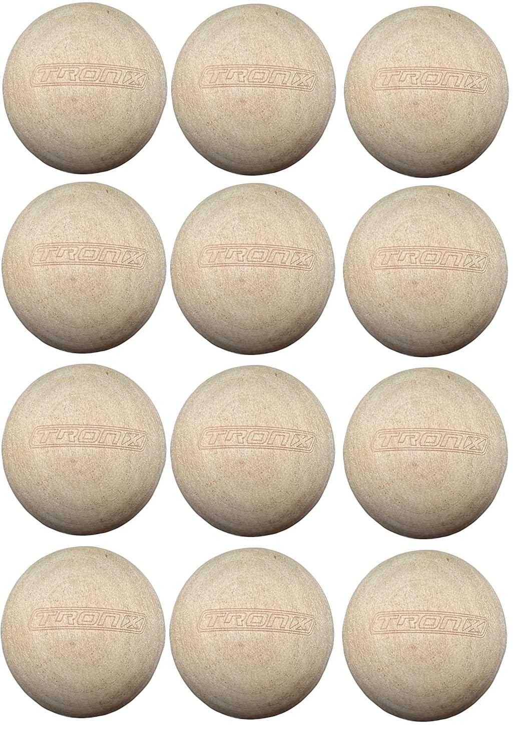 TronX Wood Stickhandling Training Hockey Balls 12-Pack | 2-Inch Diameter | Training Equipment for Floor Dribbling Skills, Dekes & Ball Handling Drills | Swedish Balls