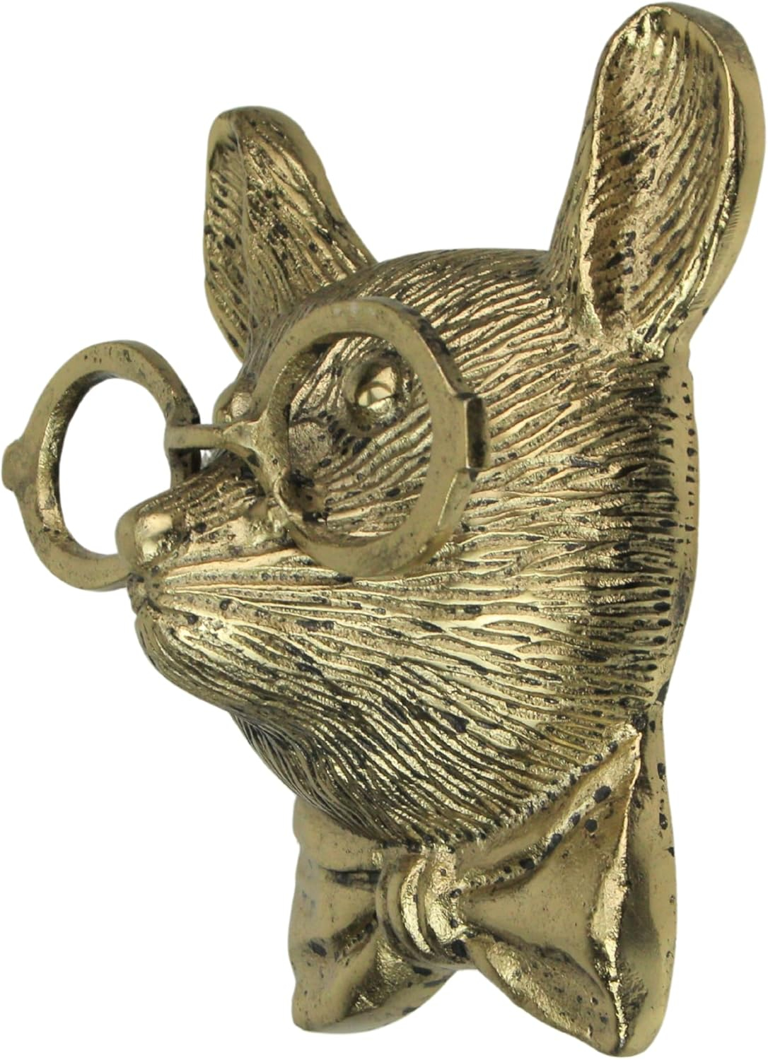 Things2Die4 Gold Mouse Head Wall Hanging with Spectacles – Quirky Cast Aluminum Wall Decor - Gold