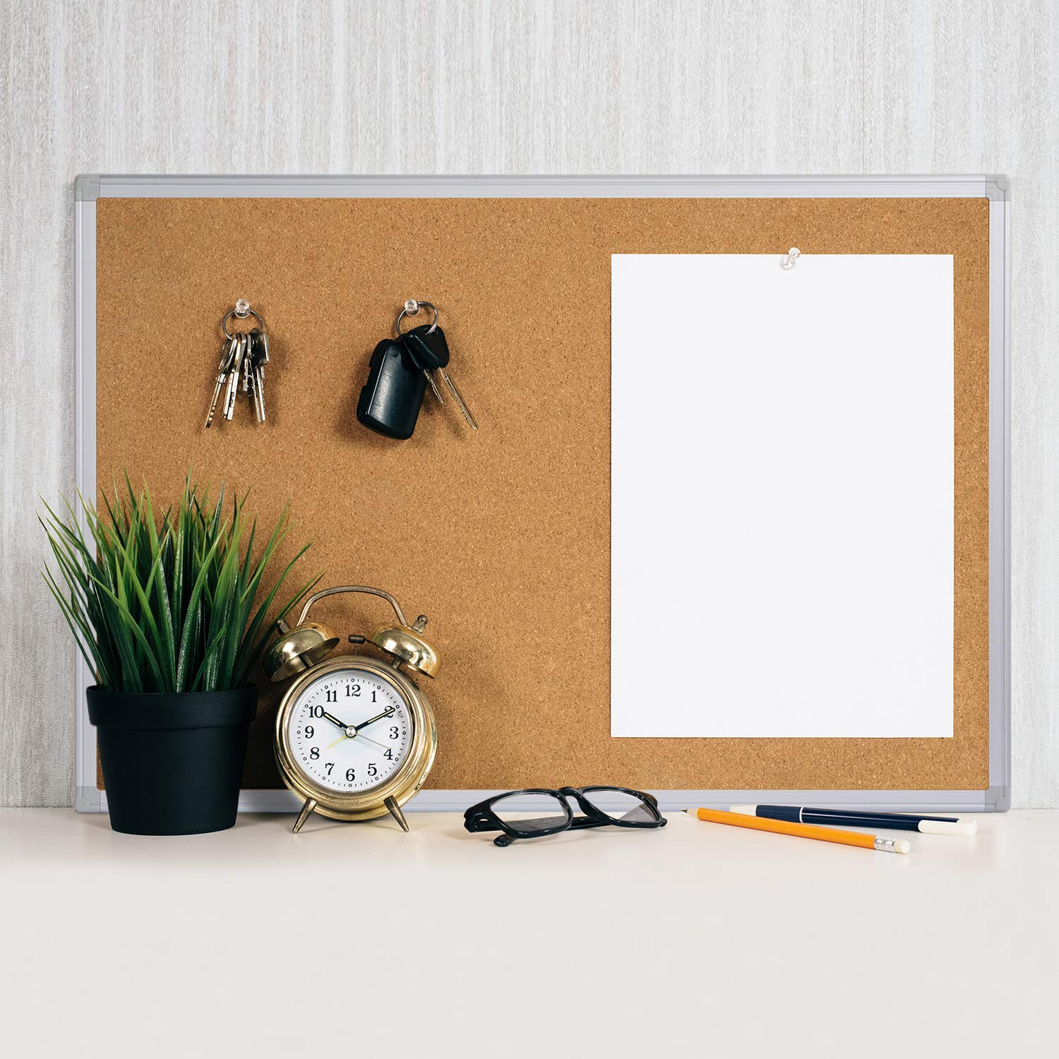 Board2by Cork Board Bulletin Board 20 x 30 Inches, Silver Aluminium Framed Corkboard, Office Board for Wall Cork, Large Wall Mounted Notice Pin Board