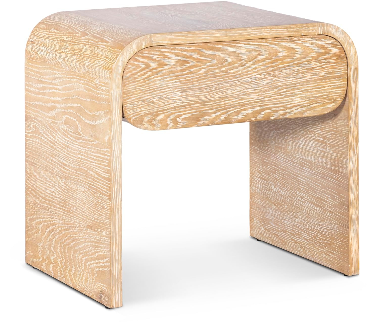 Cresthill Mid-Century White Oak 1-Drawer Nightstand