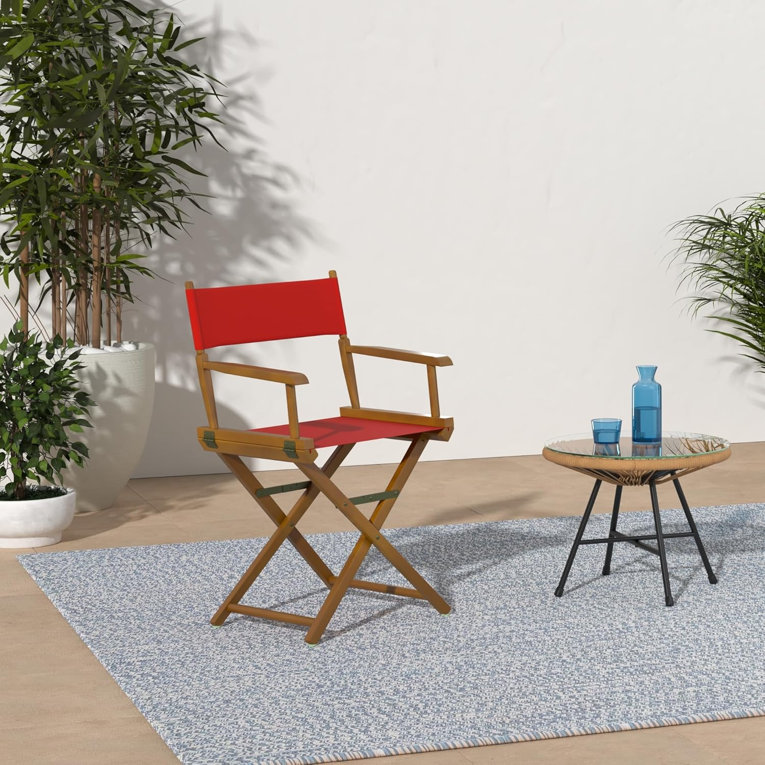 "18" Director's Chair Honey Oak Frame-Red Canvas"