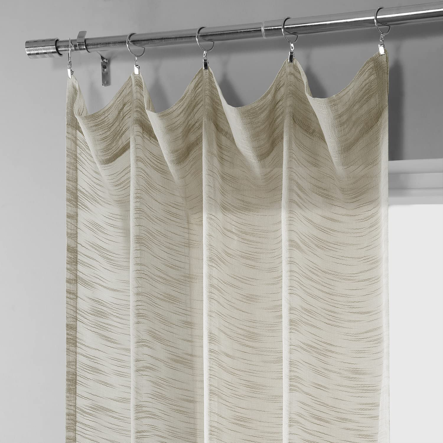 Open Weave Natural Linen Sheer Curtain (1 Panel), Open Weave Natural, 50W X 120L