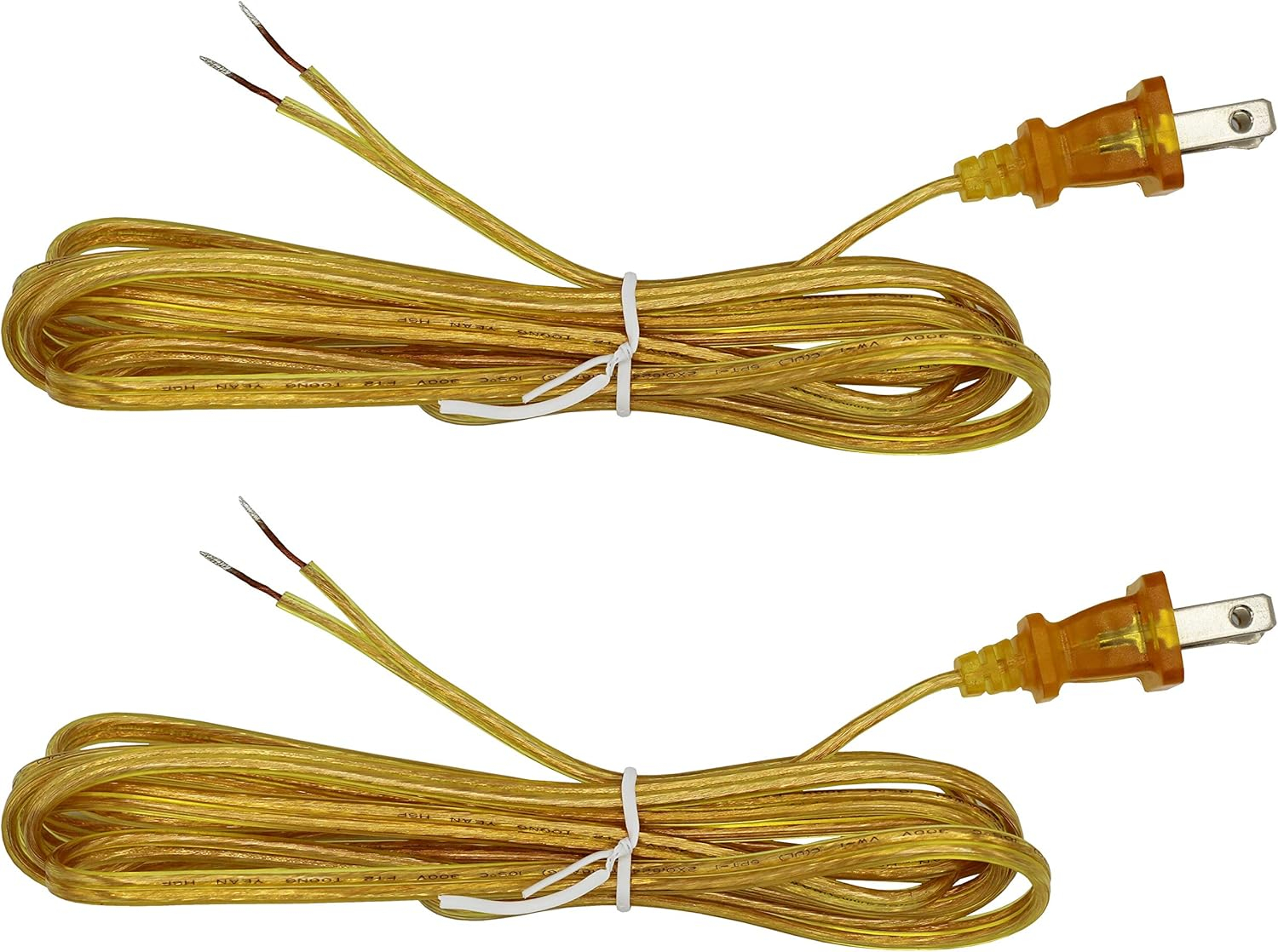 Creative Hobbies Transparent Gold Lamp Cord, 8 Foot Long, Replacement Lamp Cord Lamp Repair Part, 18/2 SPT-1 Wire, UL Listed (2)