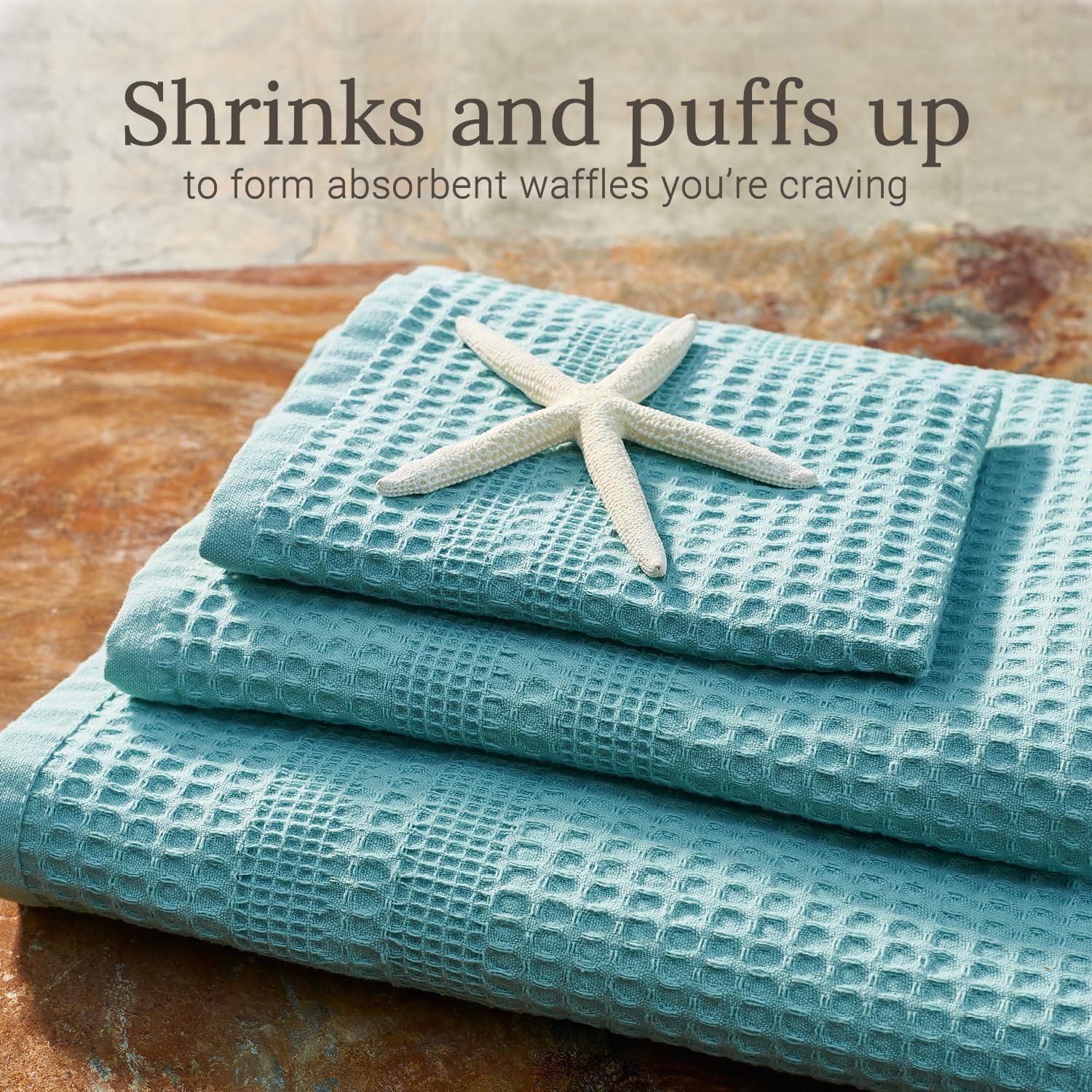 Waffle Towels Wash Cloths for Showering, Exfoliating Washcloth Face Towels, Quick Dry Towel Cotton Washcloths Set of 4, Classic Style (Seafoam)