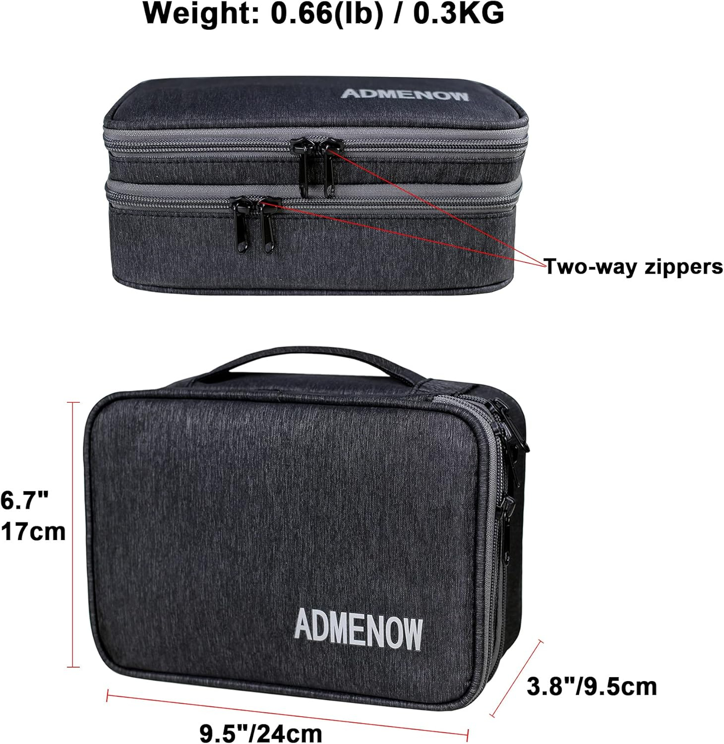 Travel Tech Organizer Bag Electronics Accessories Cable Shockproof Case Charger IT Cord Wire Water Resistant Double Layers Medium Pouch (Black)