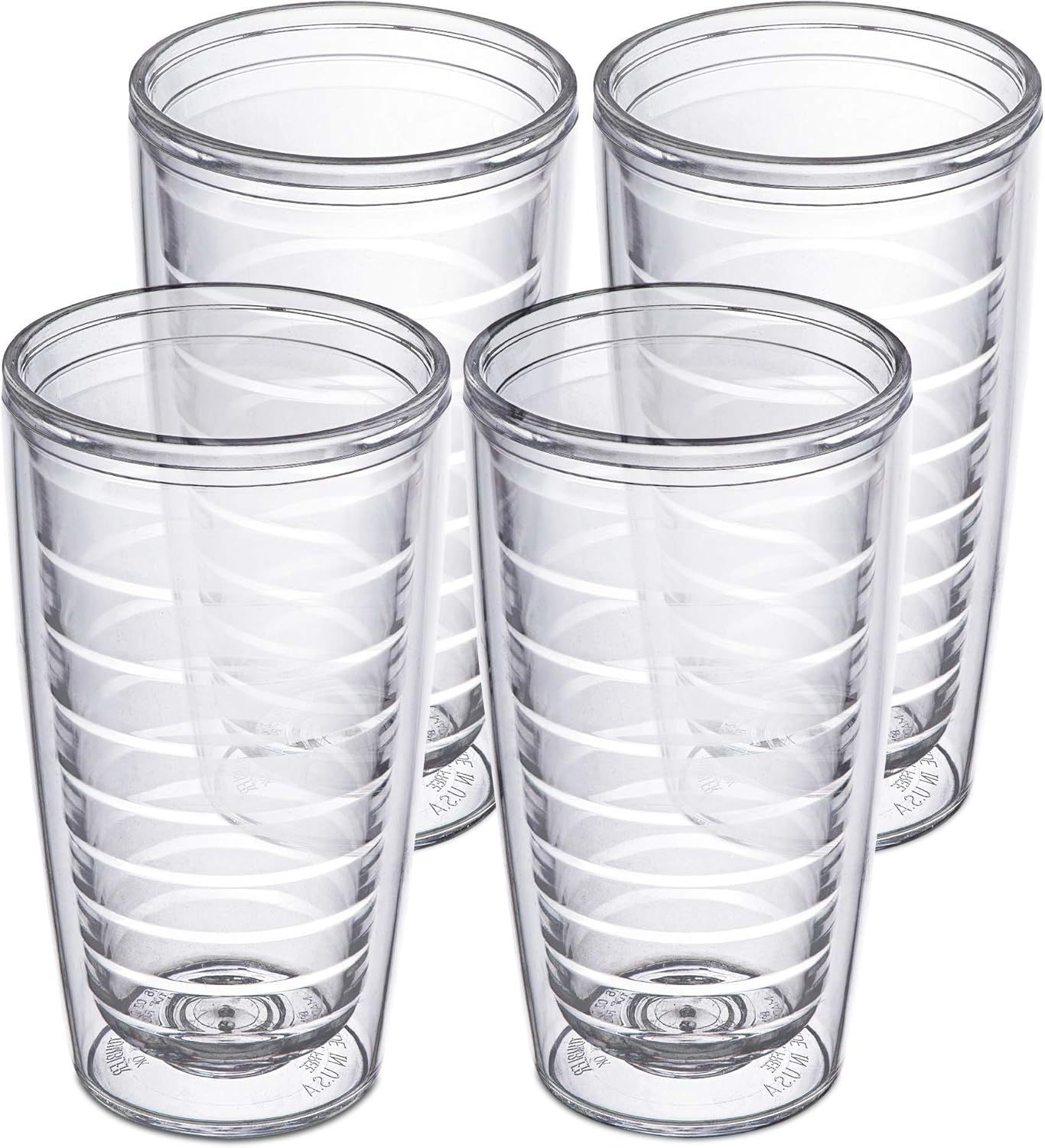 Homestead Choice Insulated Tumblers, 16oz 4-Pack Double Walled Clear Insulated Drinking Glasses Cup