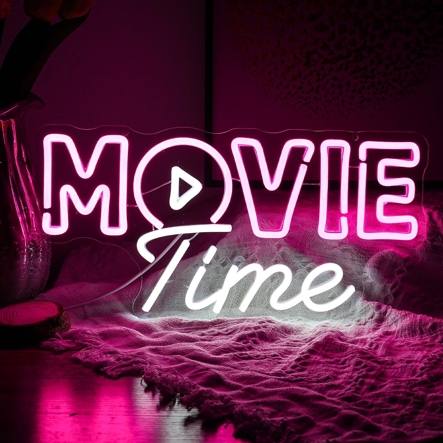 WX&YH Movie Time LED Neon Light Signs USB Power for Bedroom Home Cinema Party Decoration