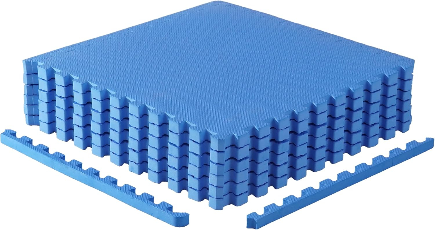 CAP CAP Interlocking Exercise Foam Mats, 24 SQ.FT Diamond, TATAMI, T-Pattern 1-Inch Thickness Tiles
