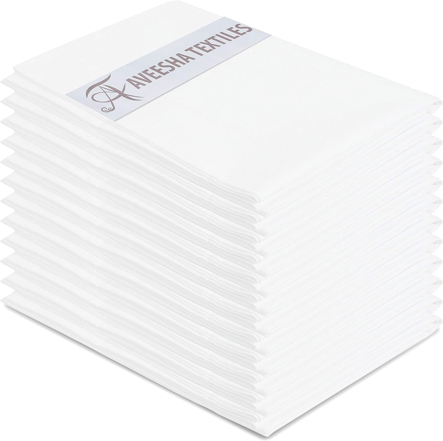 Aveesha 12 Pack Poly Cotton Pillow Cases - White Pillowcases - 180 Thread Count Percale Weave Pillow Covers - Perfect for Home, Hotels and Hospital Use (Queen 20" x 30")