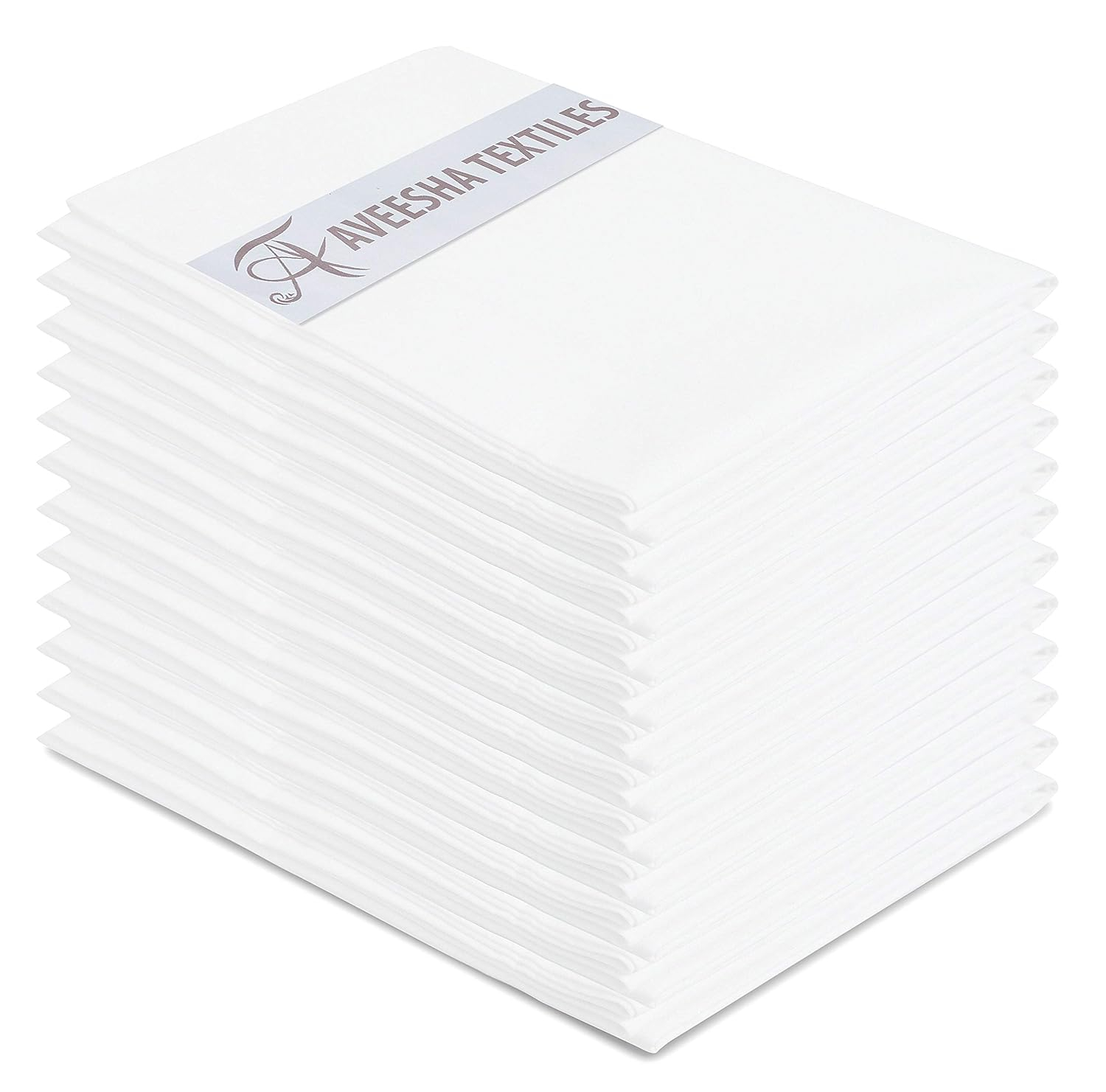 Aveesha 12 Pack Poly Cotton Pillow Cases - Standard Size White Pillowcases - 180 Thread Count Percale Weave Pillow Covers - Perfect for Home, Hotels and Hospital Use