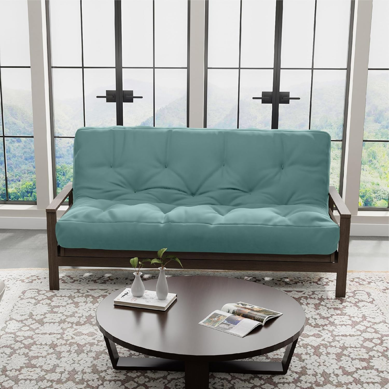 Loosh Home | 10" Full Size Futon Sofa Bed Pocket Coil Foam Mattress - USA Made, Teal, No Frame