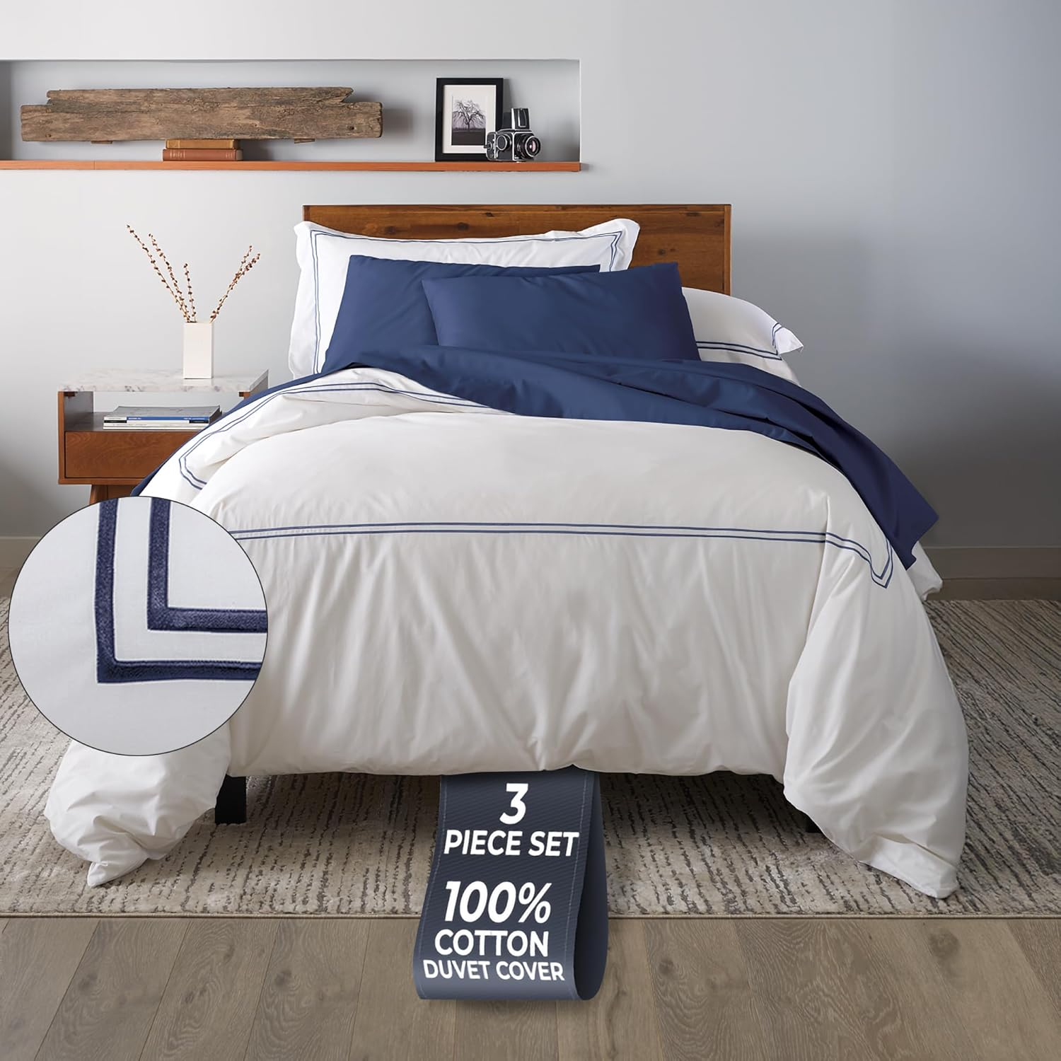 Ella Jayne Twin Duvet Cover (2 Pieces), 100% Cotton Percale, Twin/Twin XL, Soft, Breathable & Lightweight Including Duvet Cover Twin (1 Piece) 68" x 90" Inches with 1 Pillow Shams (Black Design)