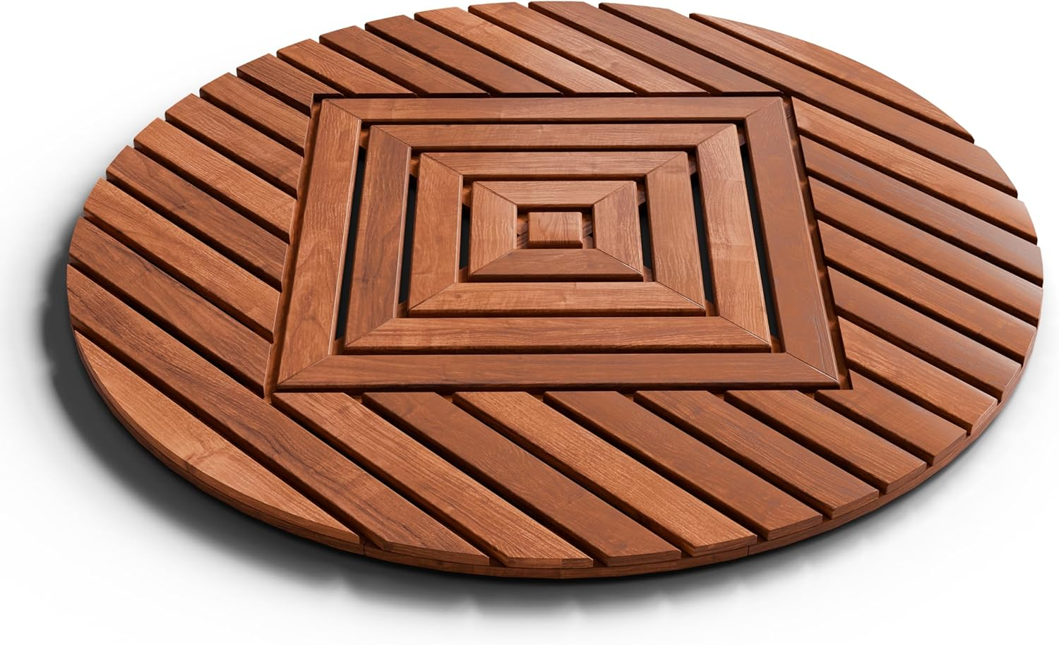 Extra-Large Round Teak Shower Mat with Teak Oil Finish