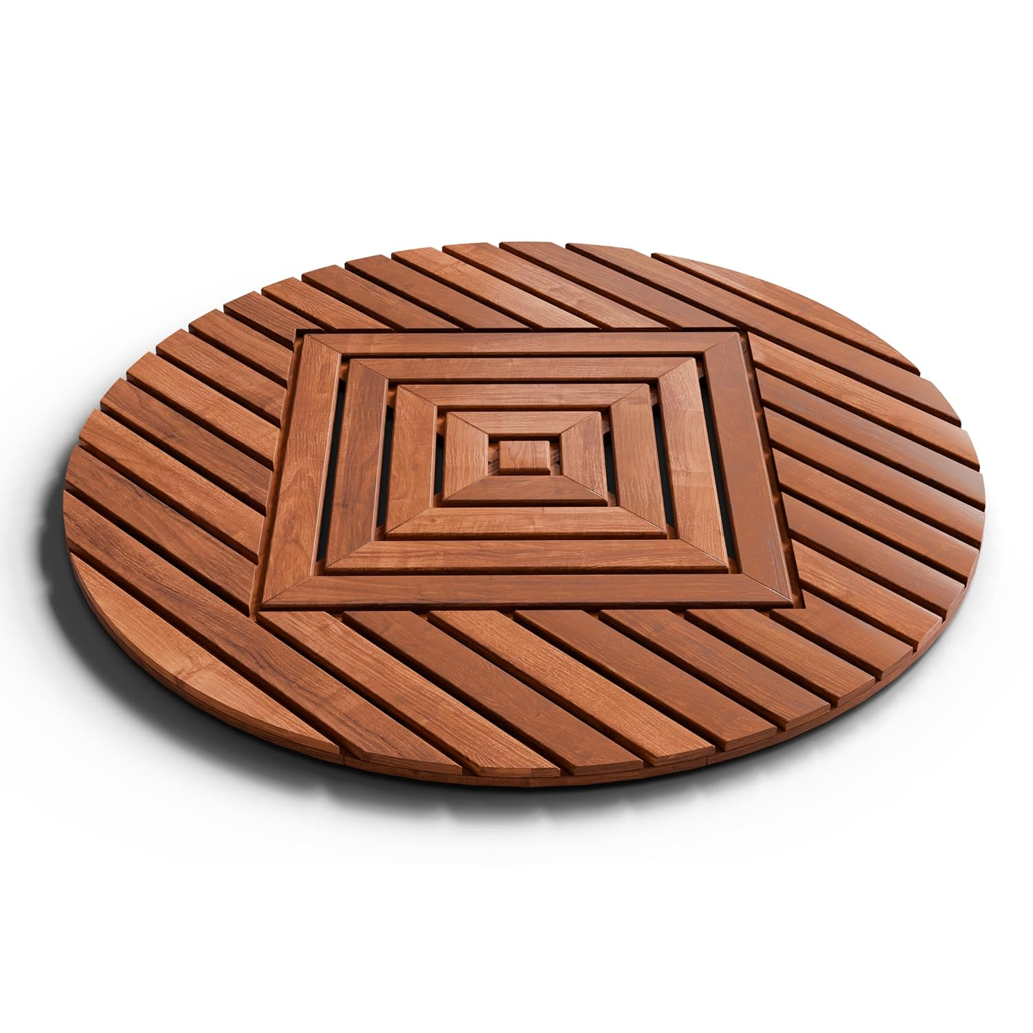 Extra-Large Round Teak Shower Mat with Teak Oil Finish