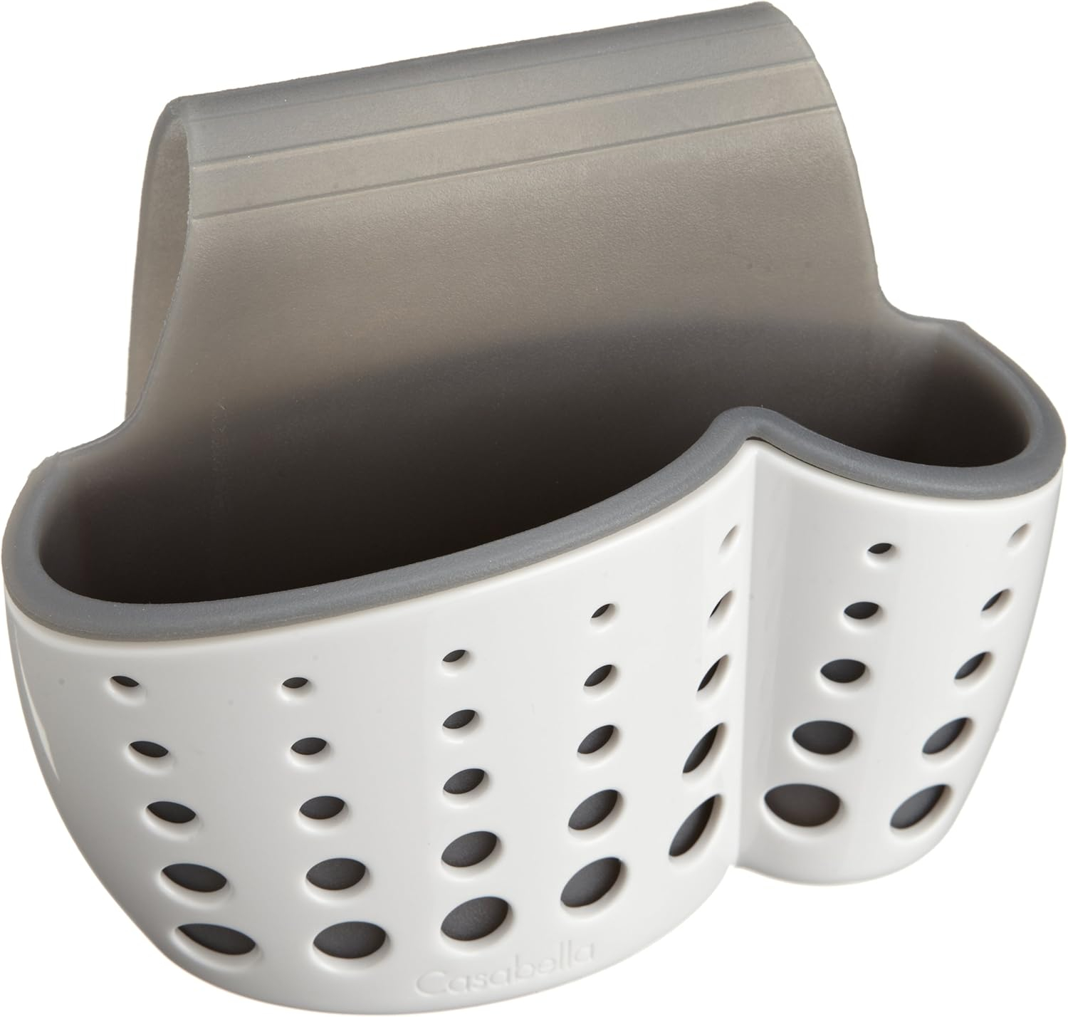 Casabella Sink Sider? Faucet Sponge Holder, Versatile Tool, Storage Capabilities, Use in Kitchen or Bathroom, White/Grey