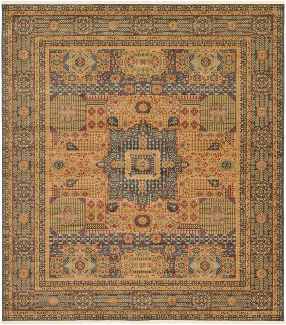 Unique Loom Palace Collection Area Rug (10'Square, Brown/ Light Blue)