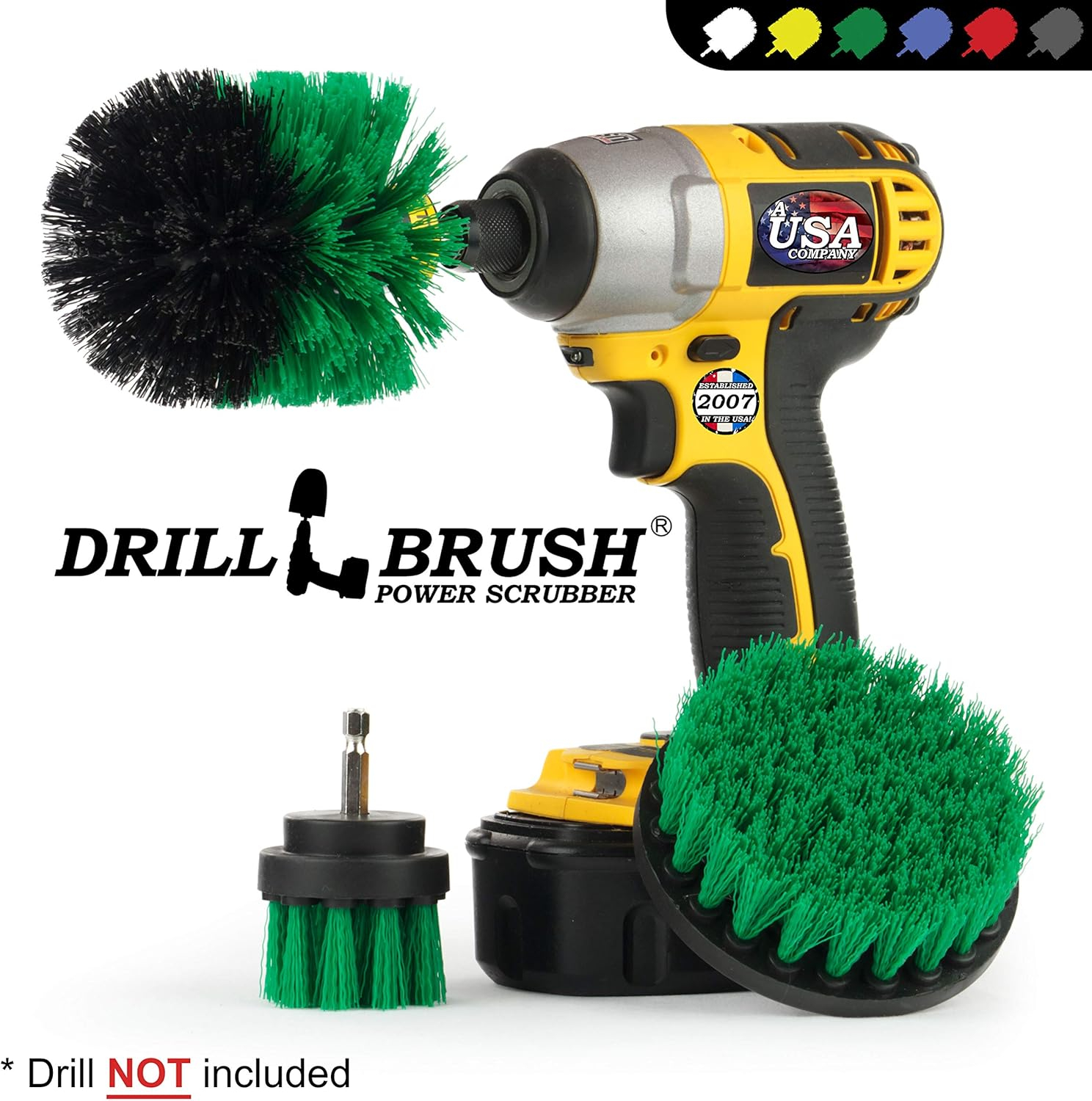 Green Nylon Bristle Drill Brush Set for Kitchen Cleaning