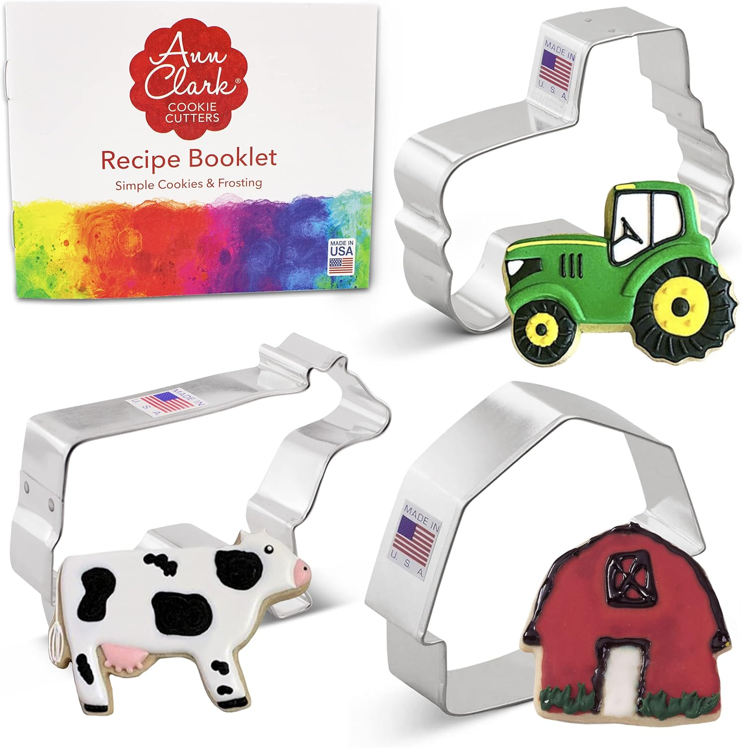 Ann Clark Country Farm Cookie Cutter Set, 3-Piece, Made in USA