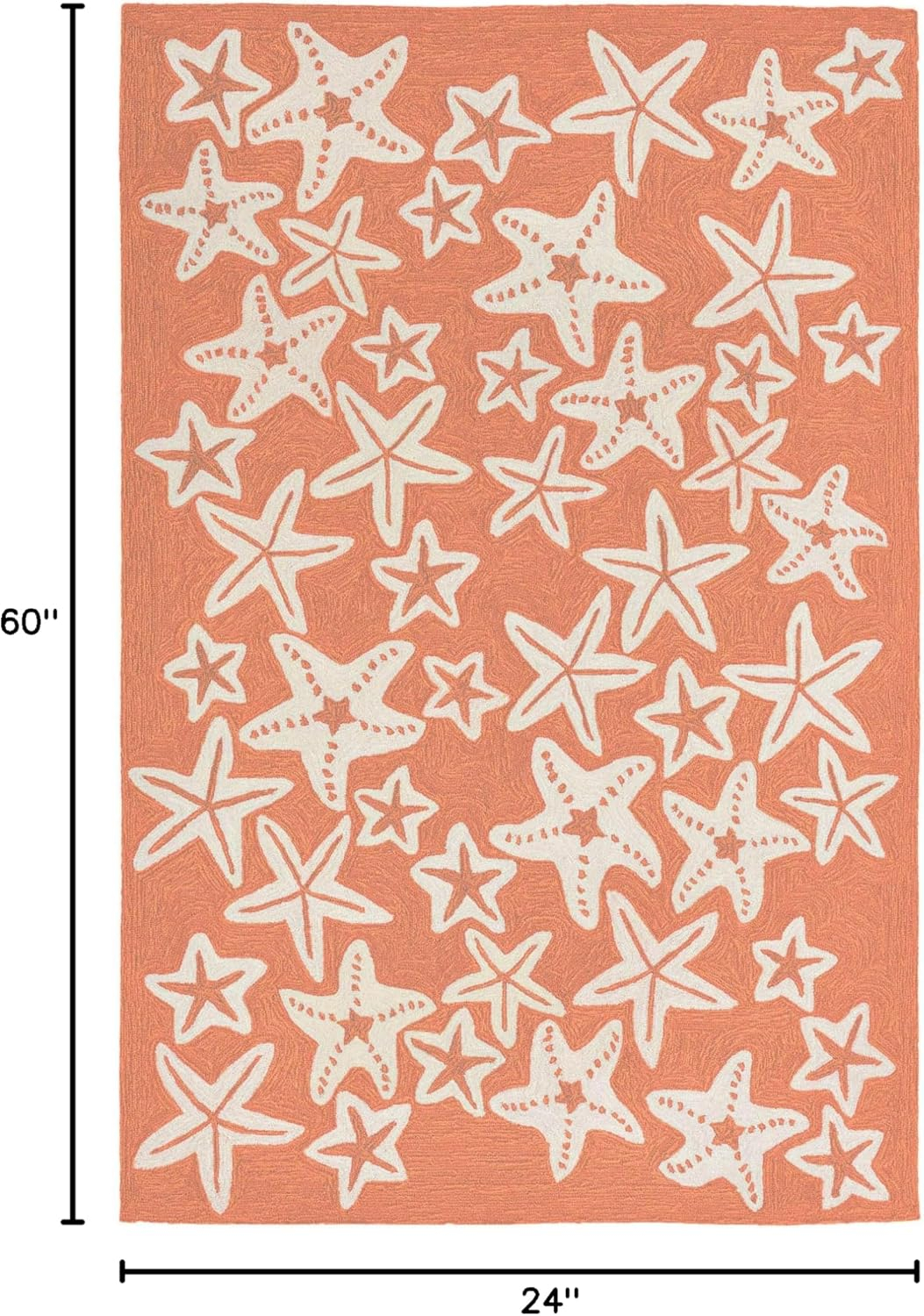 Liora Manne CAPRI Indoor/Outdoor Handmade Synthetic Blend Durable Area Rug - Contemporary Geometric Casual Animal Colorful (Starfish Coral) (2' x 5')