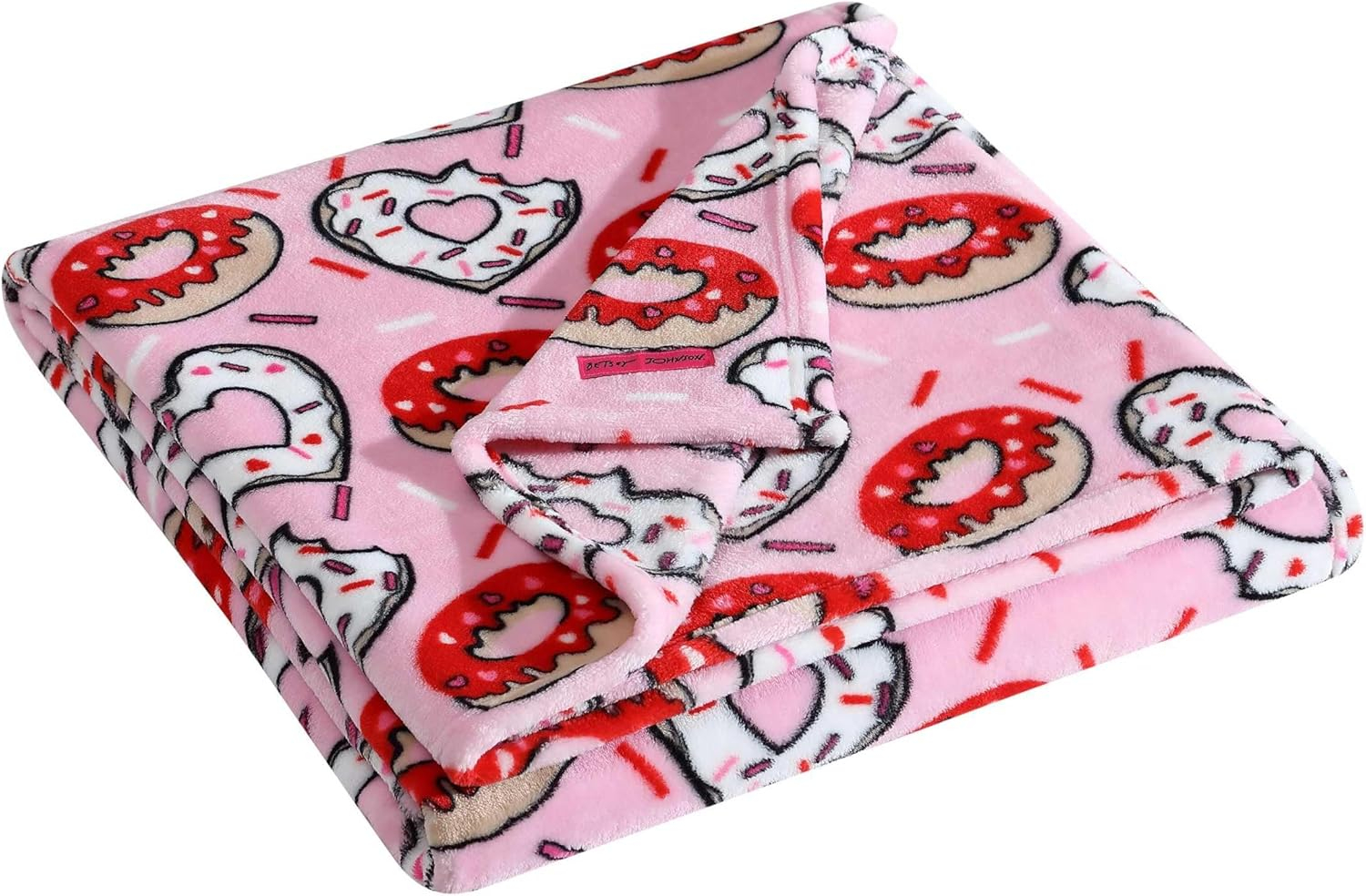 Betsey Johnson - Throw, Ultra-Soft Plush Blanket, Ideal for Couch, Bed, or Lounges (Donut Hearts Pink, 50" x 70")