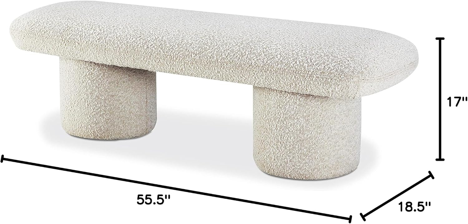 Poly and Bark Poly & Bark Este Bench - Boucle Mid Century Modern Crema White Boucle