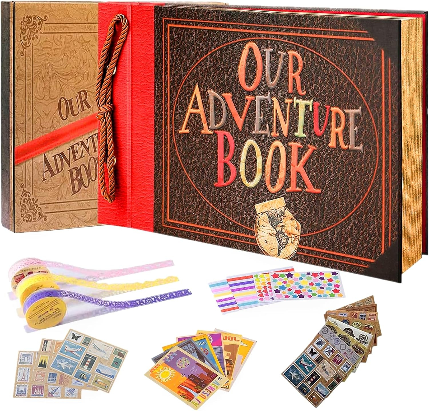 Handcrafted Retro Leather-Bound Scrapbook with Canvas Cover