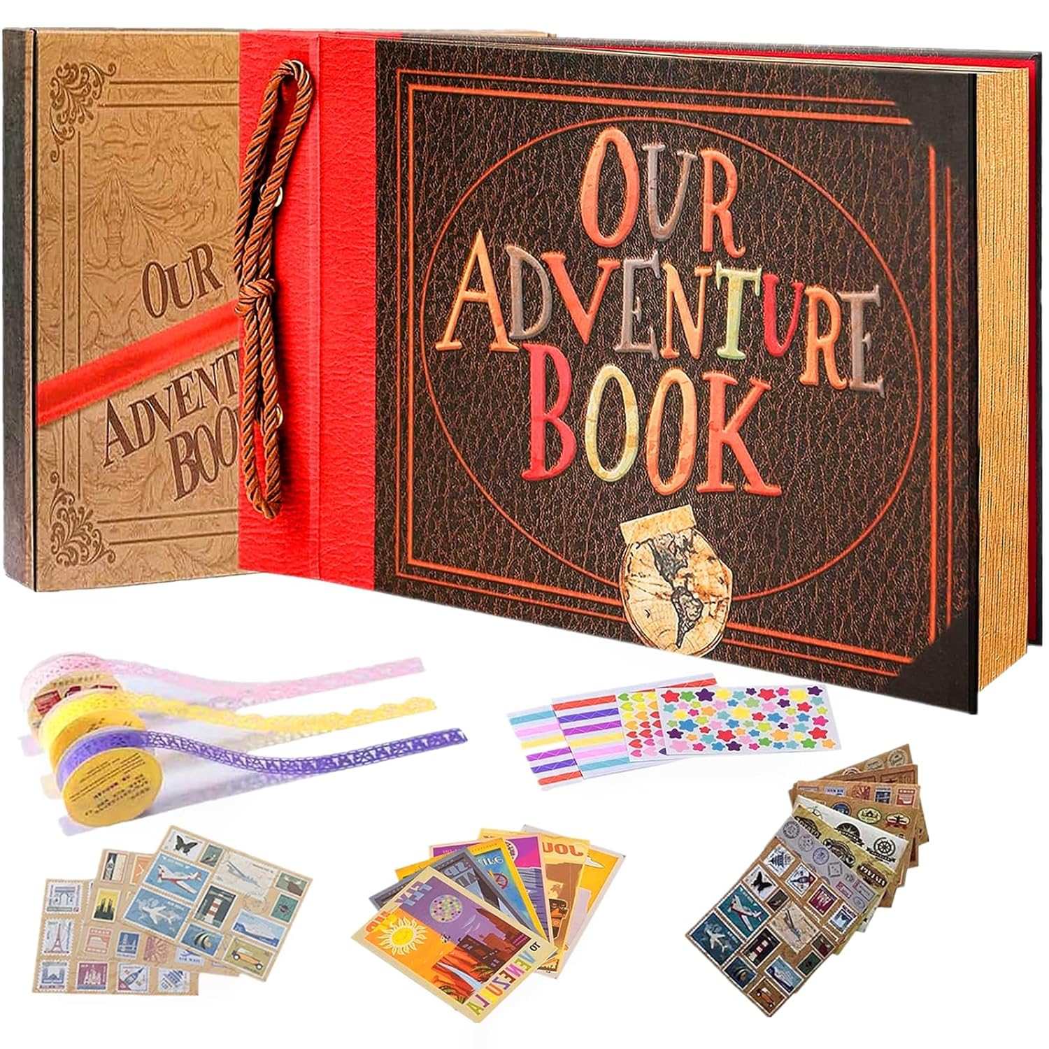 Handcrafted Retro Leather-Bound Scrapbook with Canvas Cover