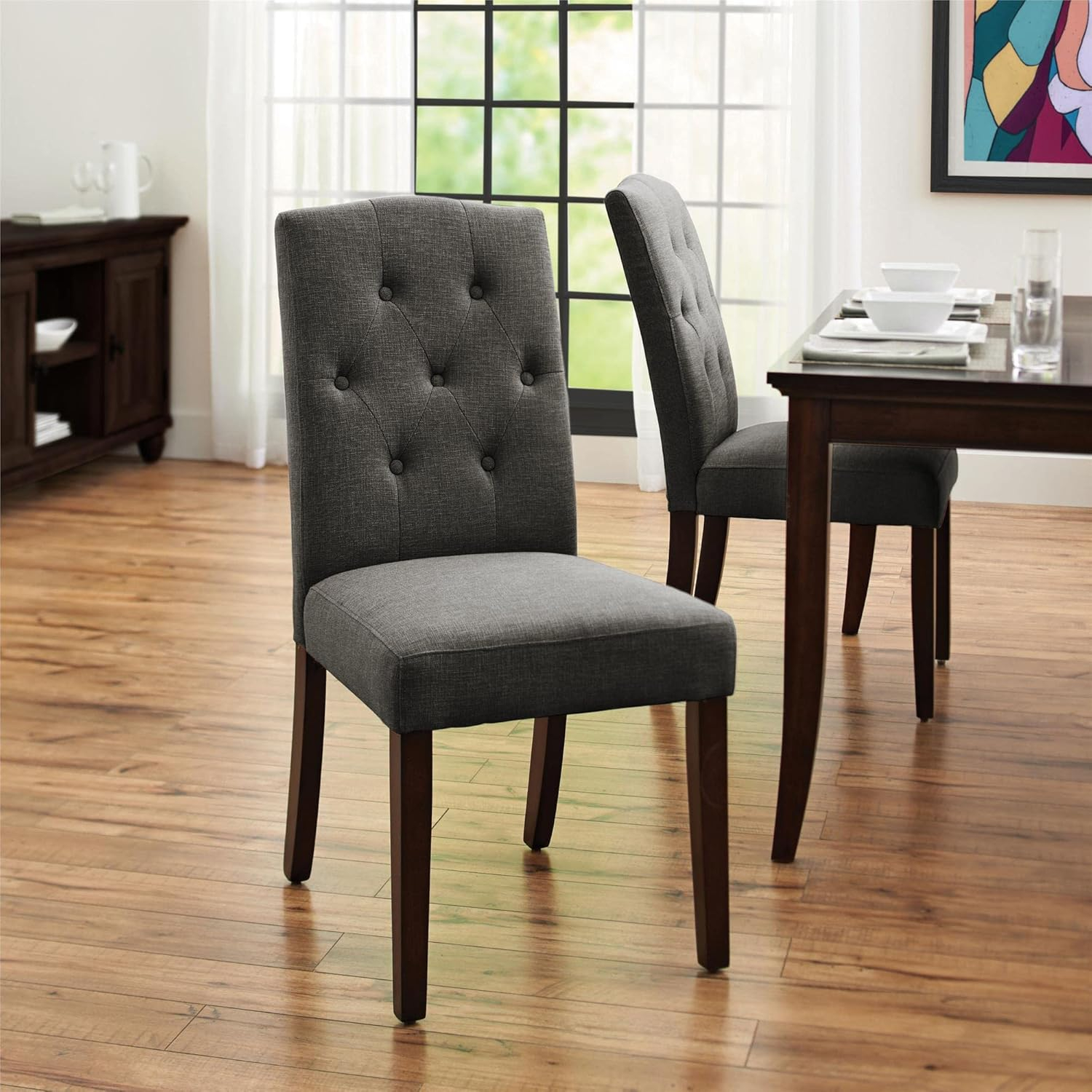 Dorel Living Claudio Tufted Dining or Living Room Accent Chair in Gray