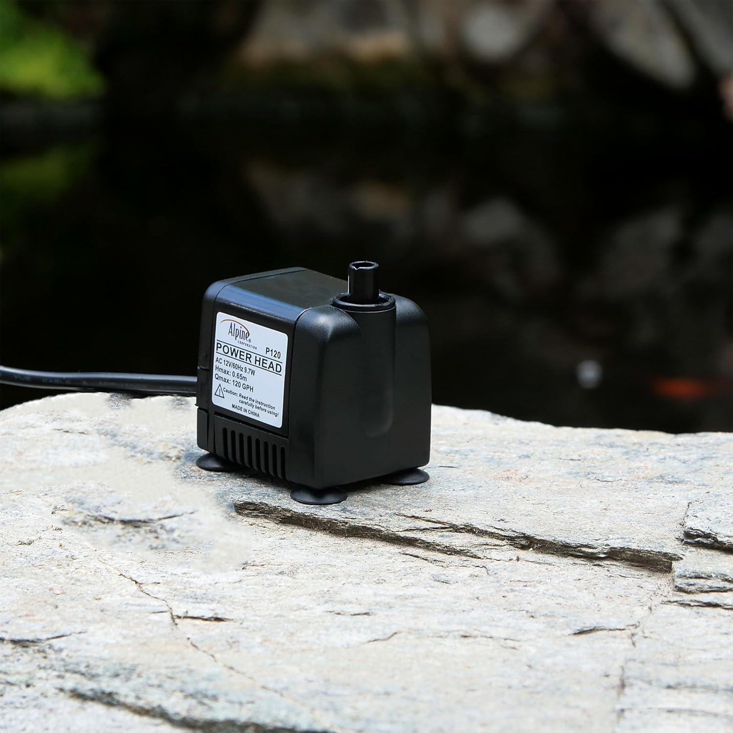 Compact Black Ceramic Submersible Pond Pump with 6 ft Cord