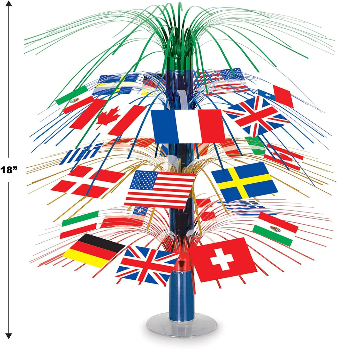 Beistle 18" International Flag Cascade Centerpiece 3/Pack 50545