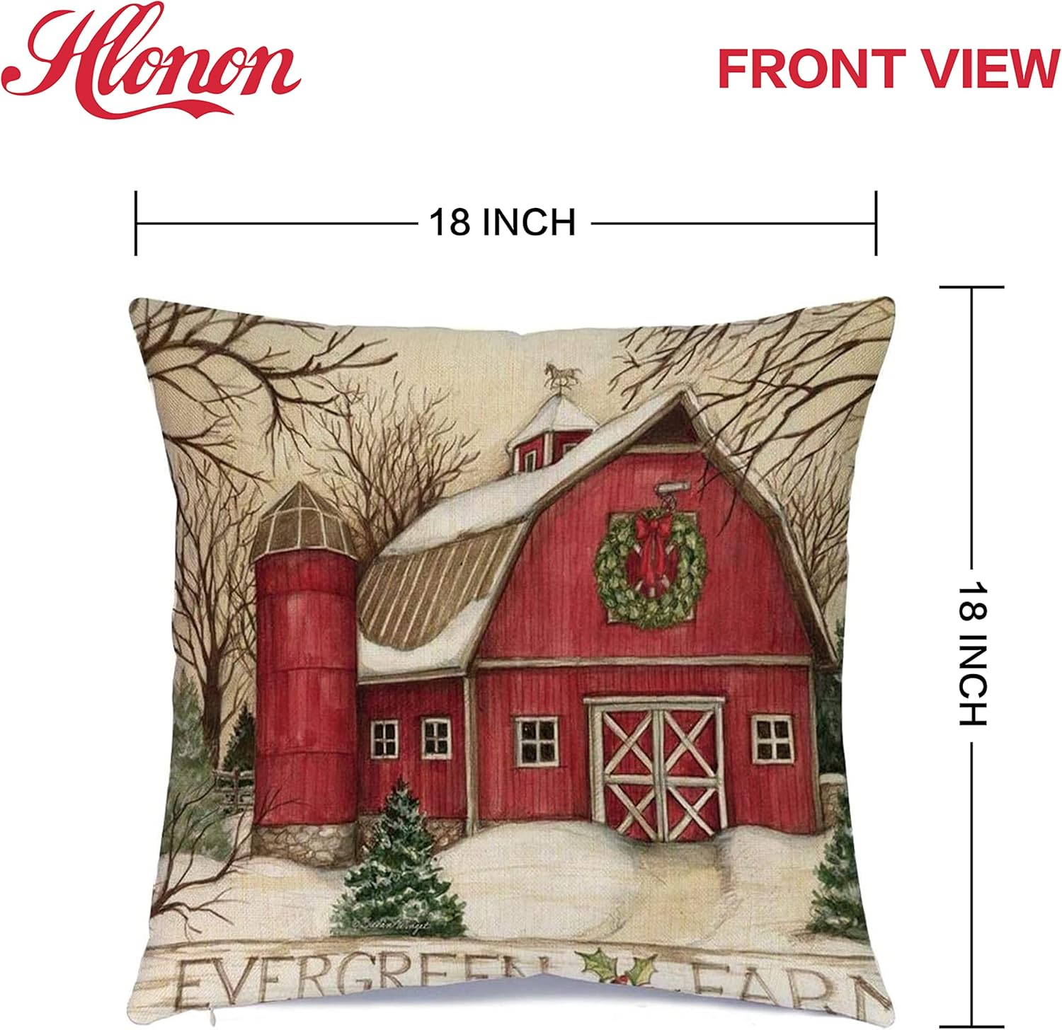 Hlonon Christmas Decorations Christmas Pillow Covers 18 x 18 Inches Set of 4 - Xmas Series Cushion Pillow Cover Custom Zippered Square Pillowcase