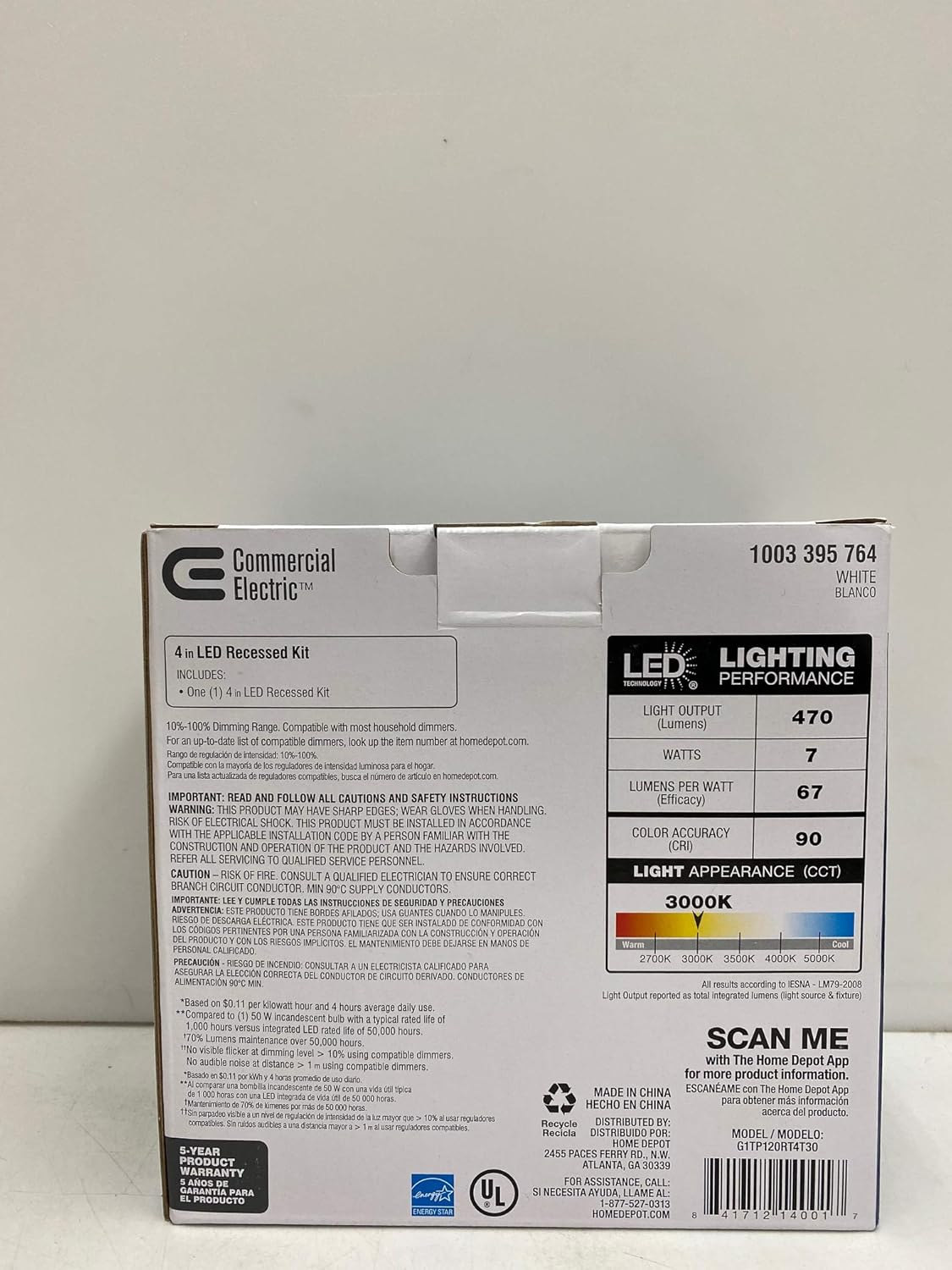 Commercial Electric 4 in. LED Recessed Kit - Soft White