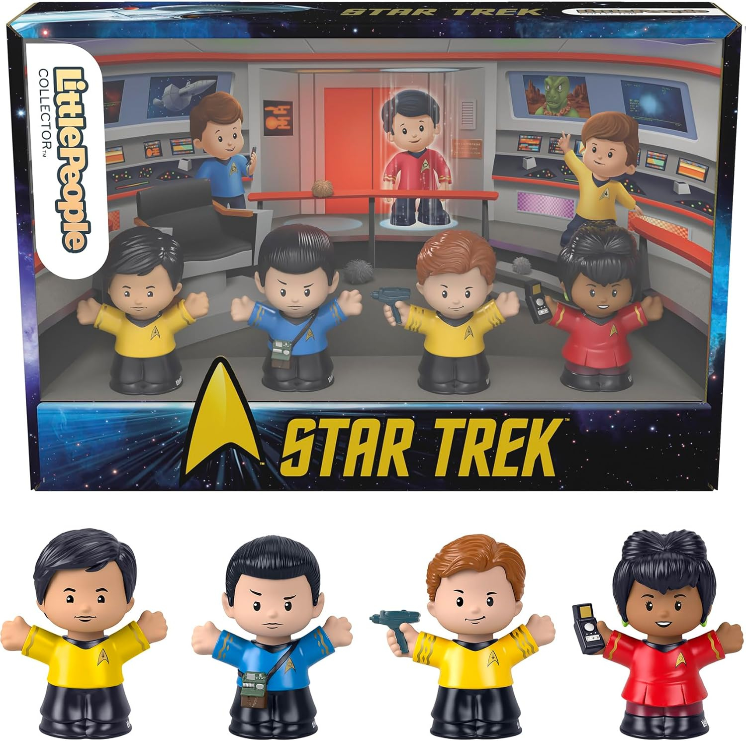 Fisher-Price Star Trek TOS Little People Collectible Action Figure, Multicolor, 2.5'', 4 Piece