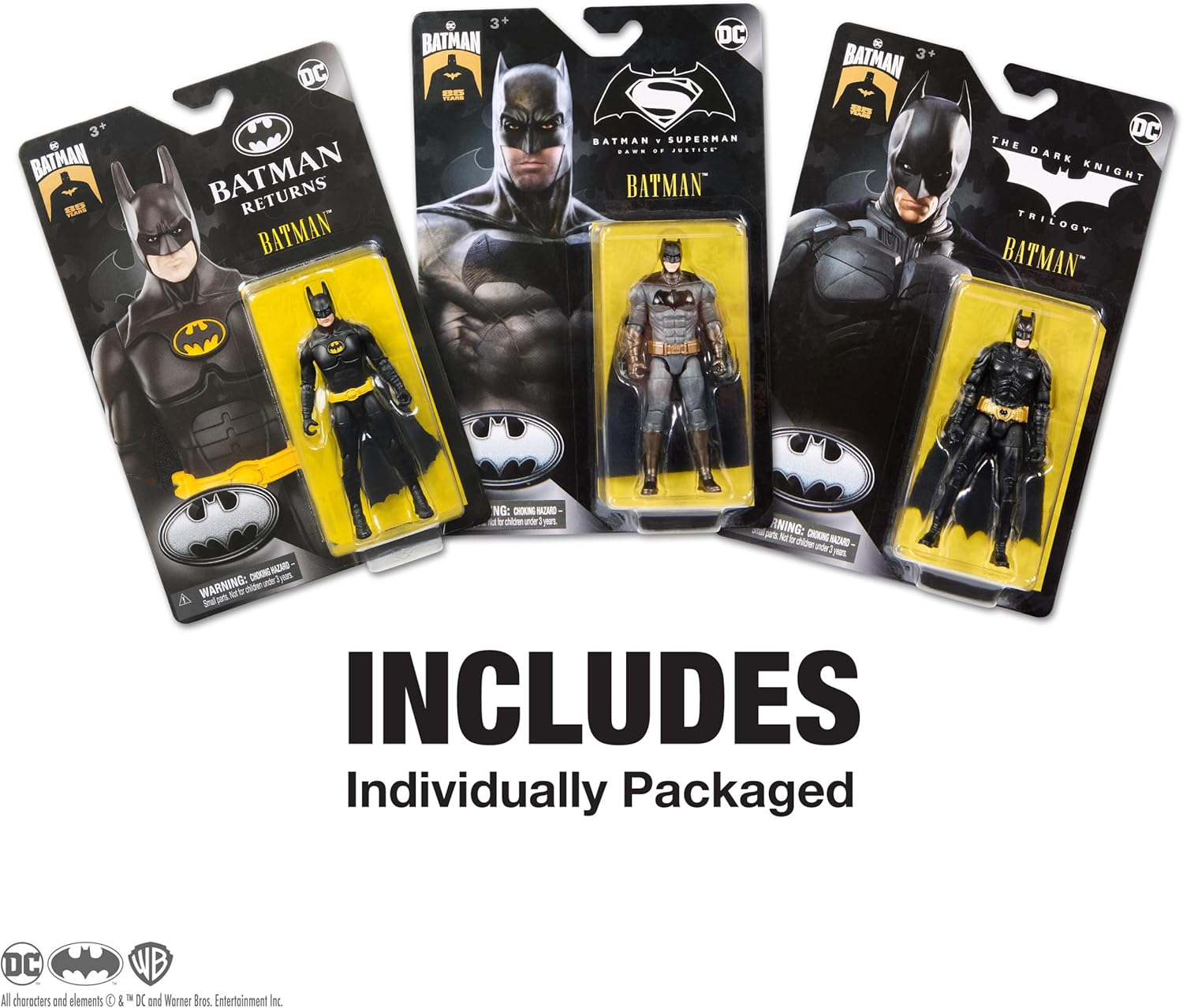 DC Comics, Batman 85th Special Edition Batman Action Figures 3-Pack, 4-inch, 85th Anniversary Collectible Kids Toys for Boys and Girls Ages 3 and Up