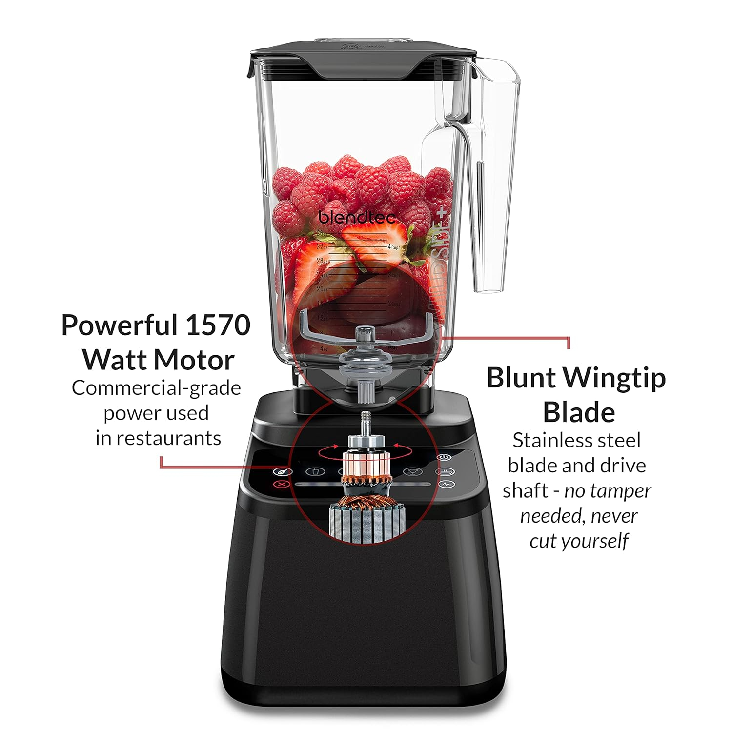Blendtec Original Designer Series Blender and 90 oz WildSide+ Jar - Kitchen Blender Bundle - Stainless Steel