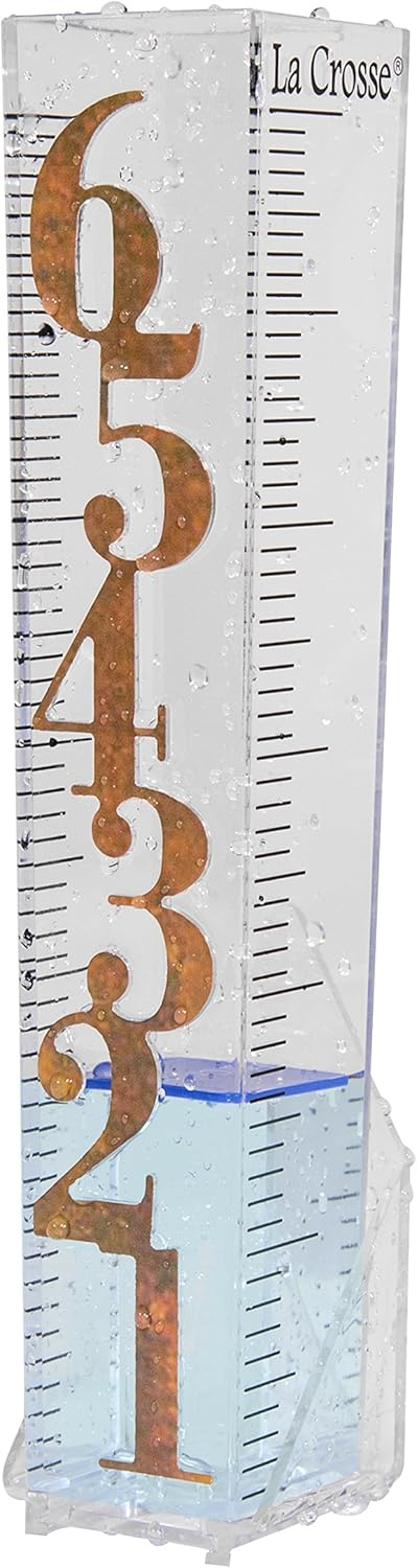 LaCrosse 705-110 Easy Read 6-Inch Patina Rain Gauge, Clear