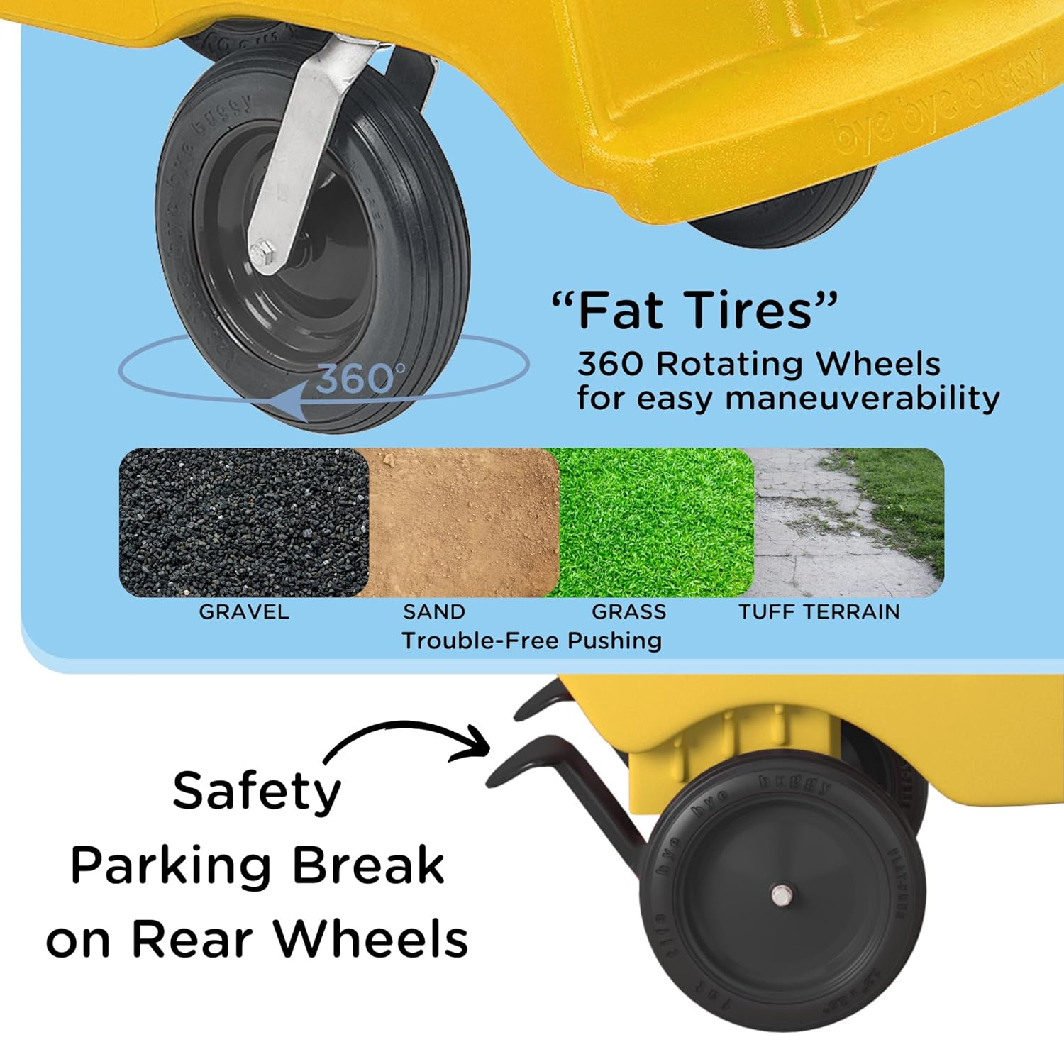 Children’s Factory 6-Passenger Bye-Bye Buggy, Daycare Multi-Passenger Stroller With Never-Flat "Fat Tire", Yellow