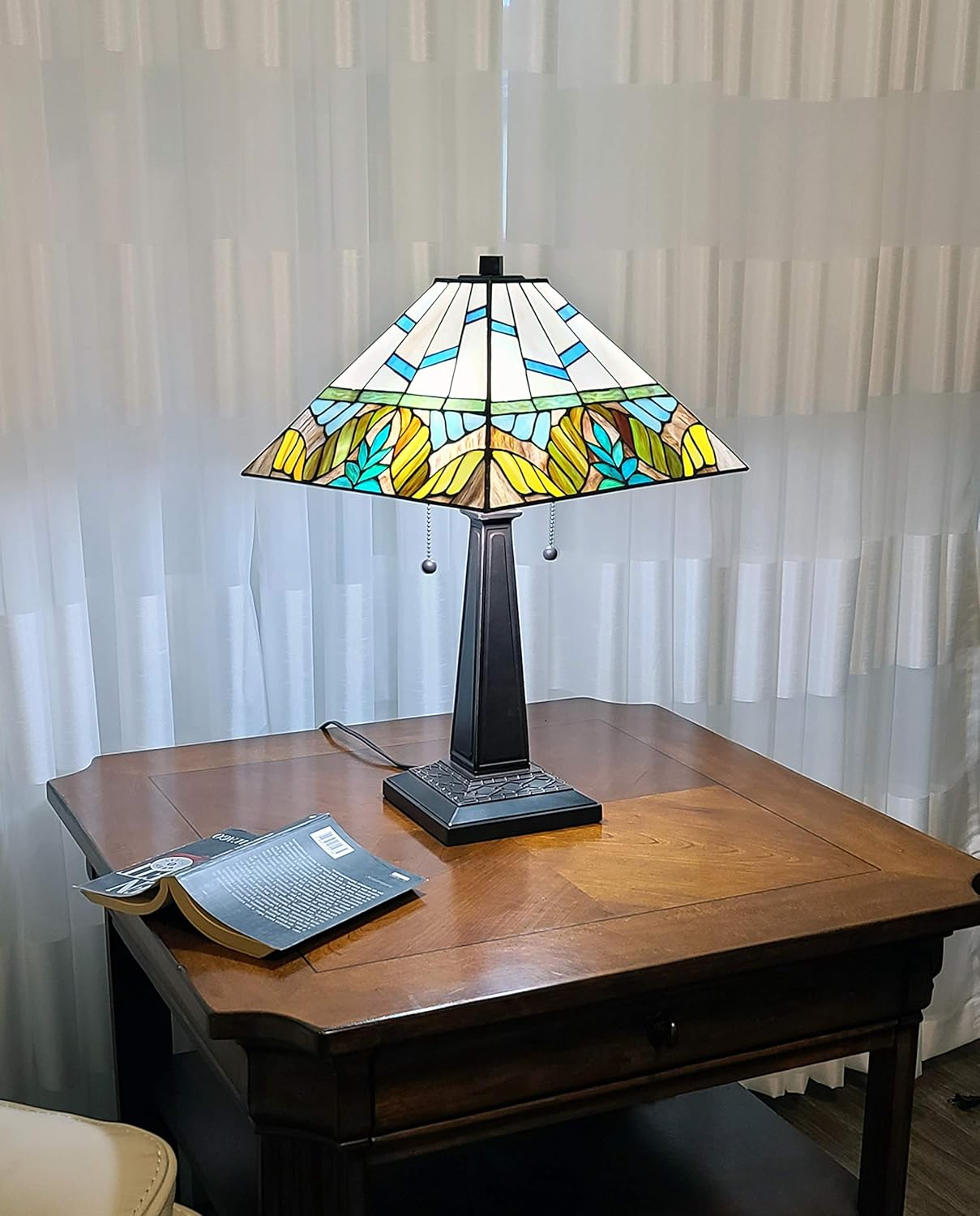 Amora Lighting Tiffany Style Multi Color Mission Table Lamp 22" Tall