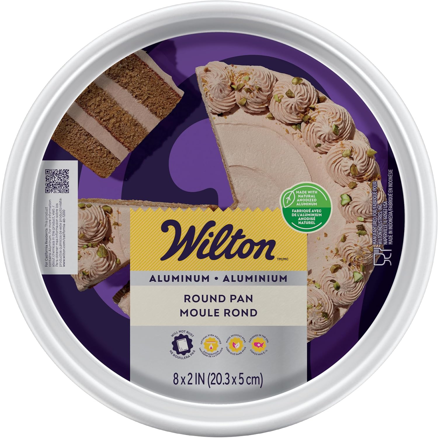 Wilton Performance Pans Aluminum 8" Round Cake Pan 2" Depth Layer Cake Baking Pan