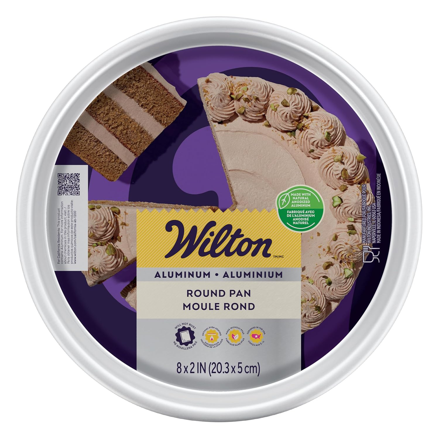 Wilton Performance Pans Aluminum 8" Round Cake Pan 2" Depth Layer Cake Baking Pan