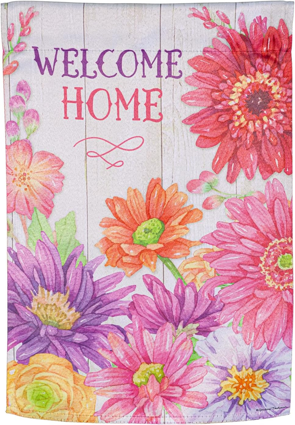 Evergreen Welcome Home Spring Suede Garden Flag 12 x 18 Inches Indoor Outdoor Decor