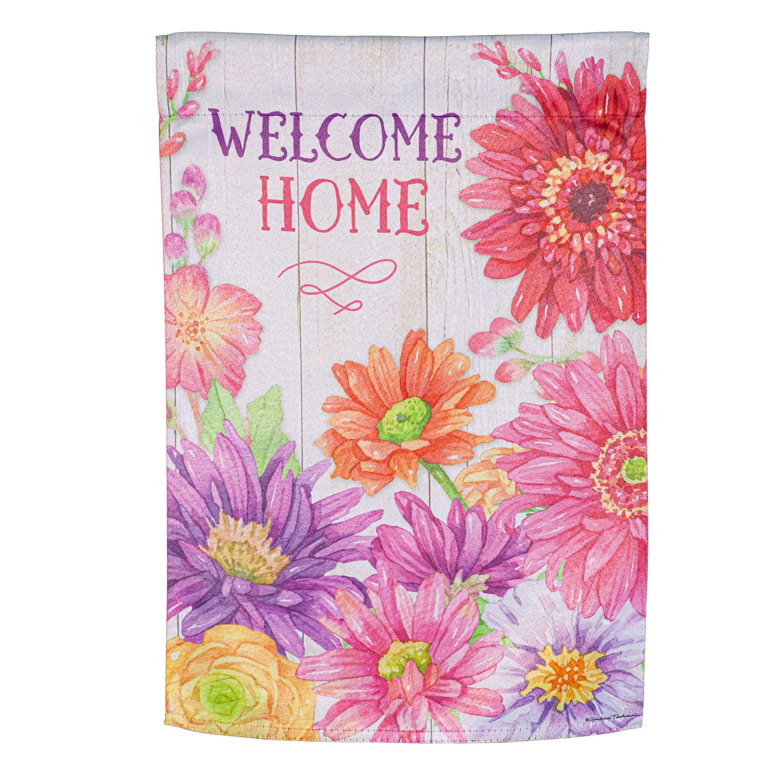 Evergreen Welcome Home Spring Suede Garden Flag 12 x 18 Inches Indoor Outdoor Decor