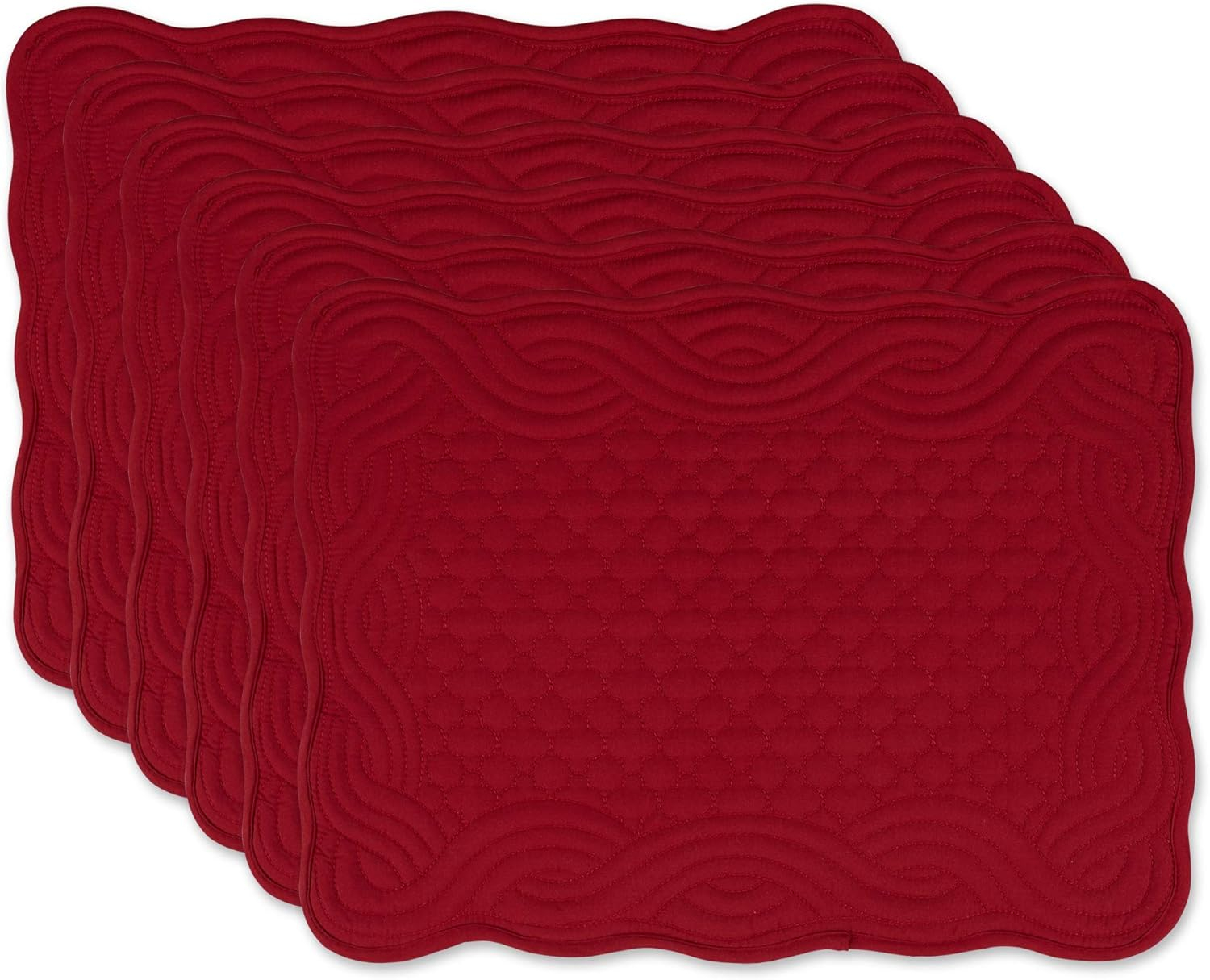 Contemporary Home Living Textured Quilted Rectangular Placemats - 18" - Aegean Blue - Set of 6