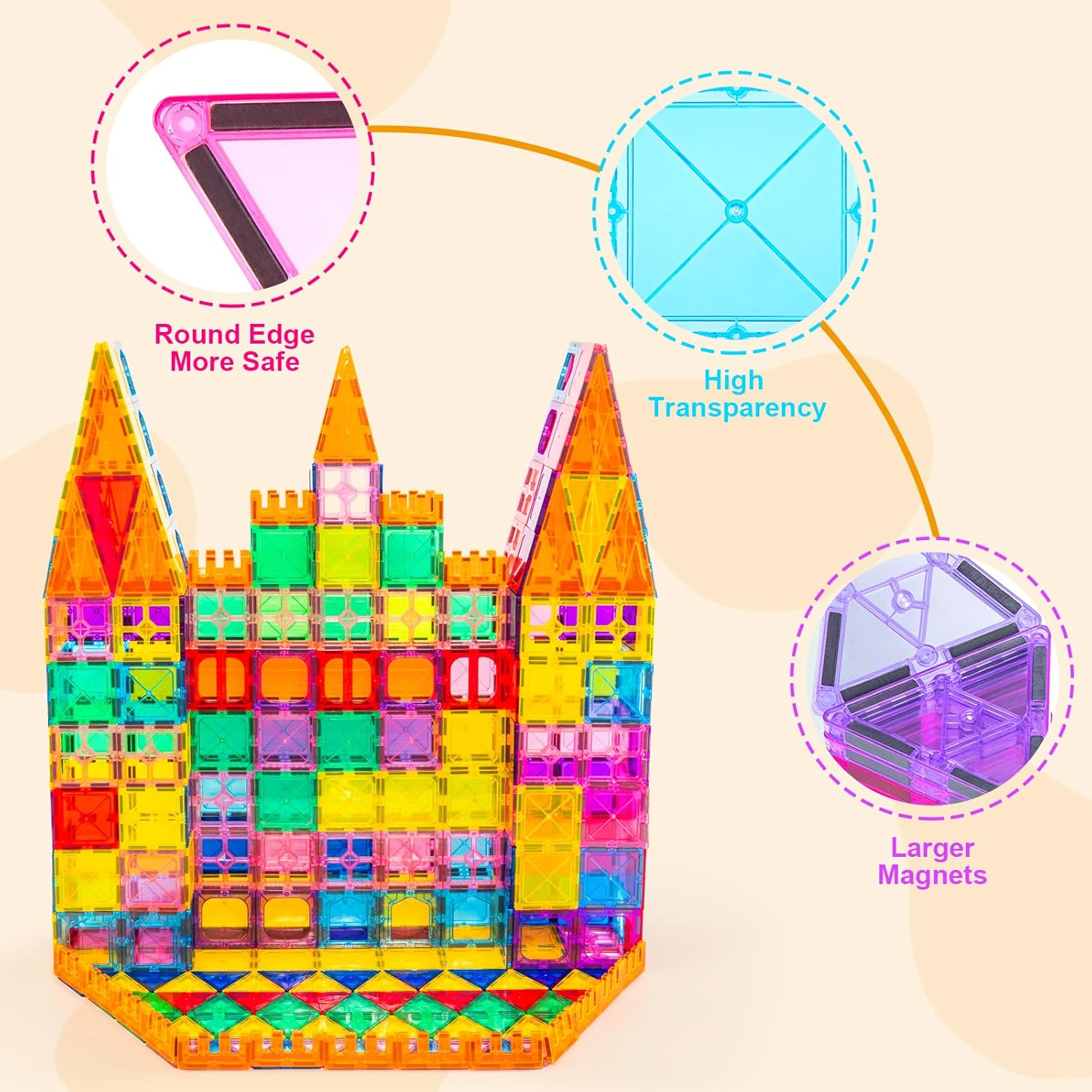 Magnetic Tiles,100PCS 3D Building Blocks, Magnets Building Set for Kids, Construction STEM Stacking Toys, Magnets Toy Gift for Toddlers, Boys and Girls