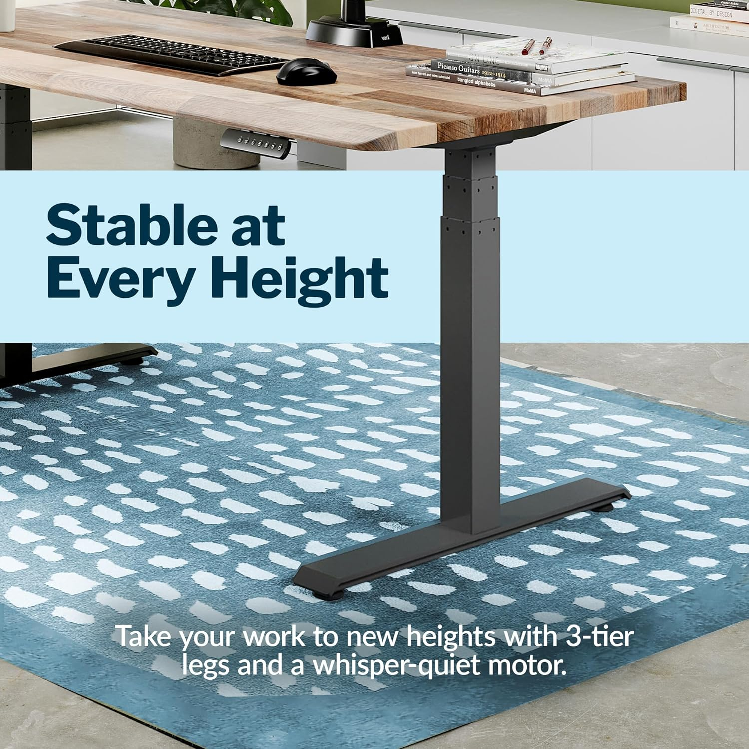 Vari ComfortEdge Electric Height Adjustable Standing Desk - 60x30 Varidesk Sit-Stand Desk for Home Office, Sloped Ergonomic Front Edge, Stable T-Style Legs, Easy Assembly - Reclaimed Wood - 2 Packages