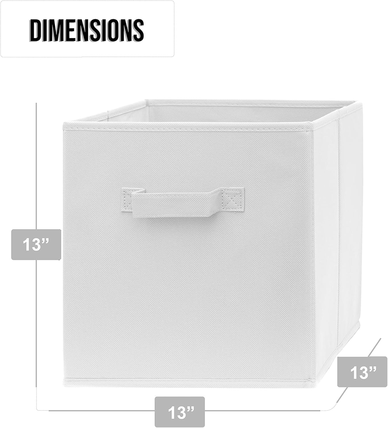 Pomatree 13x13x13 Inch Storage Cubes - 4 Pack - Large and Sturdy Storage Bins | Dual Handles, Foldable | Cube Organizer Bin | Fabric Baskets for Organizing Closet, Clothes and Toys (White)